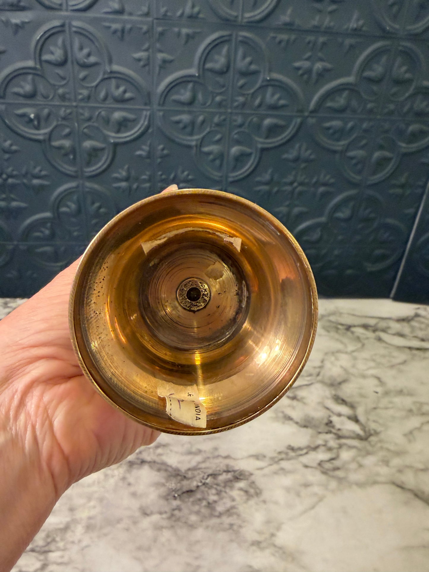 Fluted Brass Vase 10"