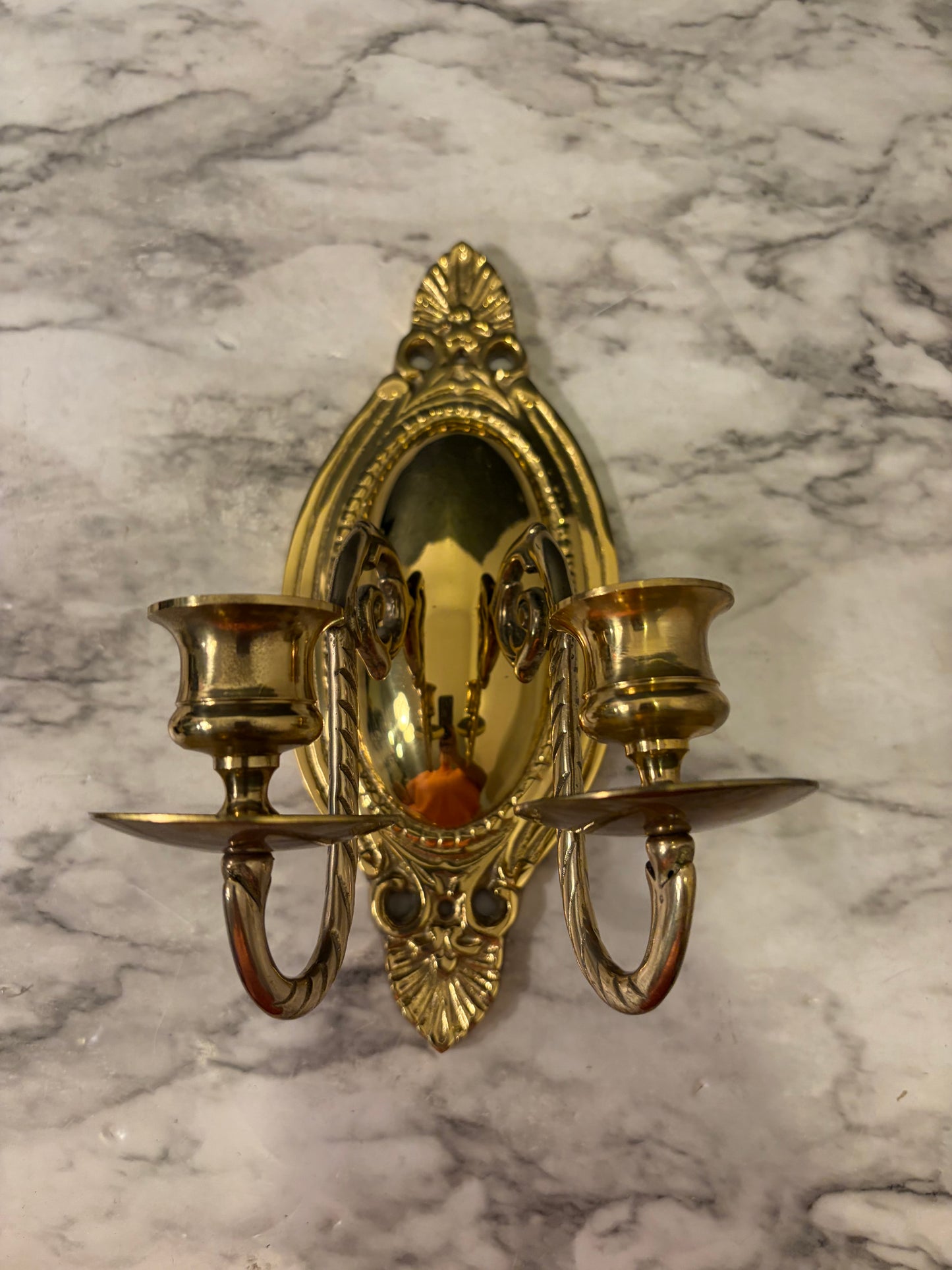 Brass Oval Dual Candle Sconce