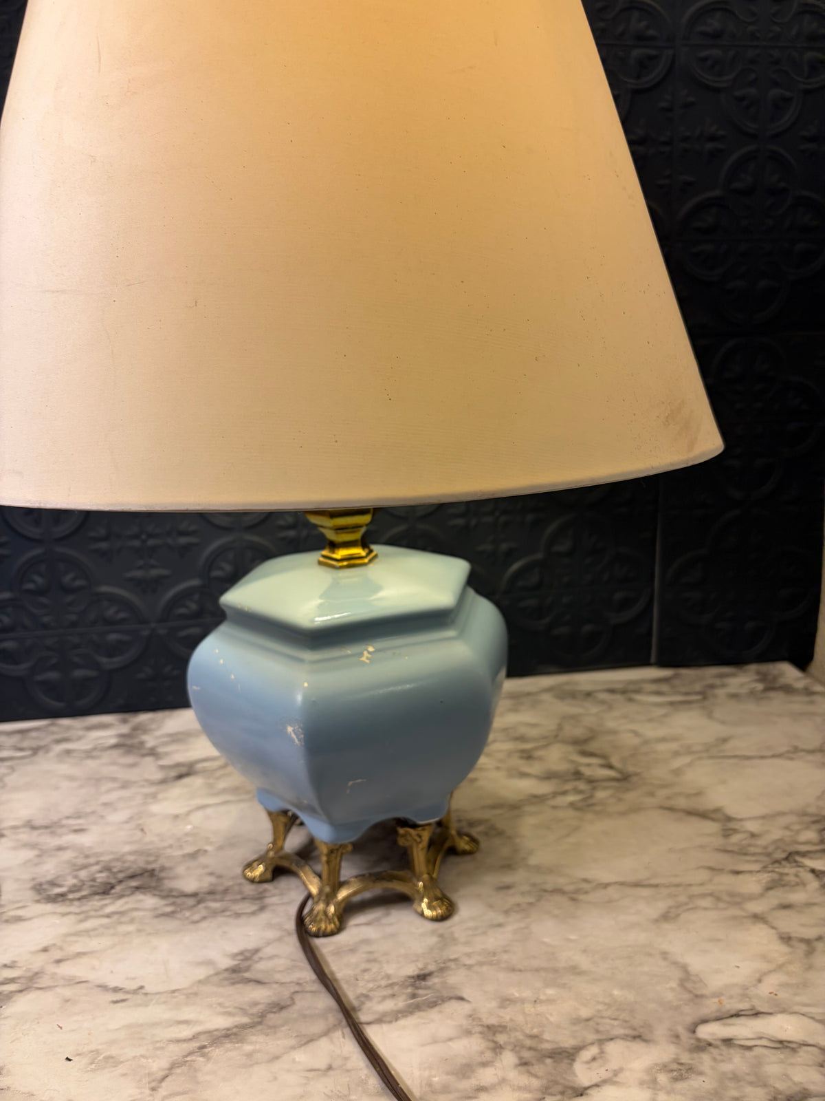 Asian Style Table Lamp Painted Blue