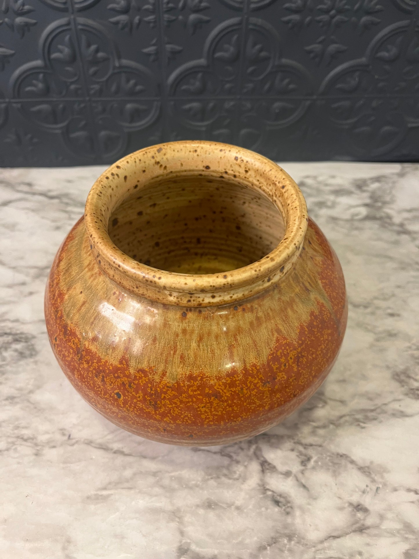 Orange and Brown Rim Pottery Vase