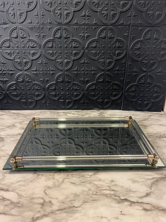 Mirrored Tray with Lucite Trim