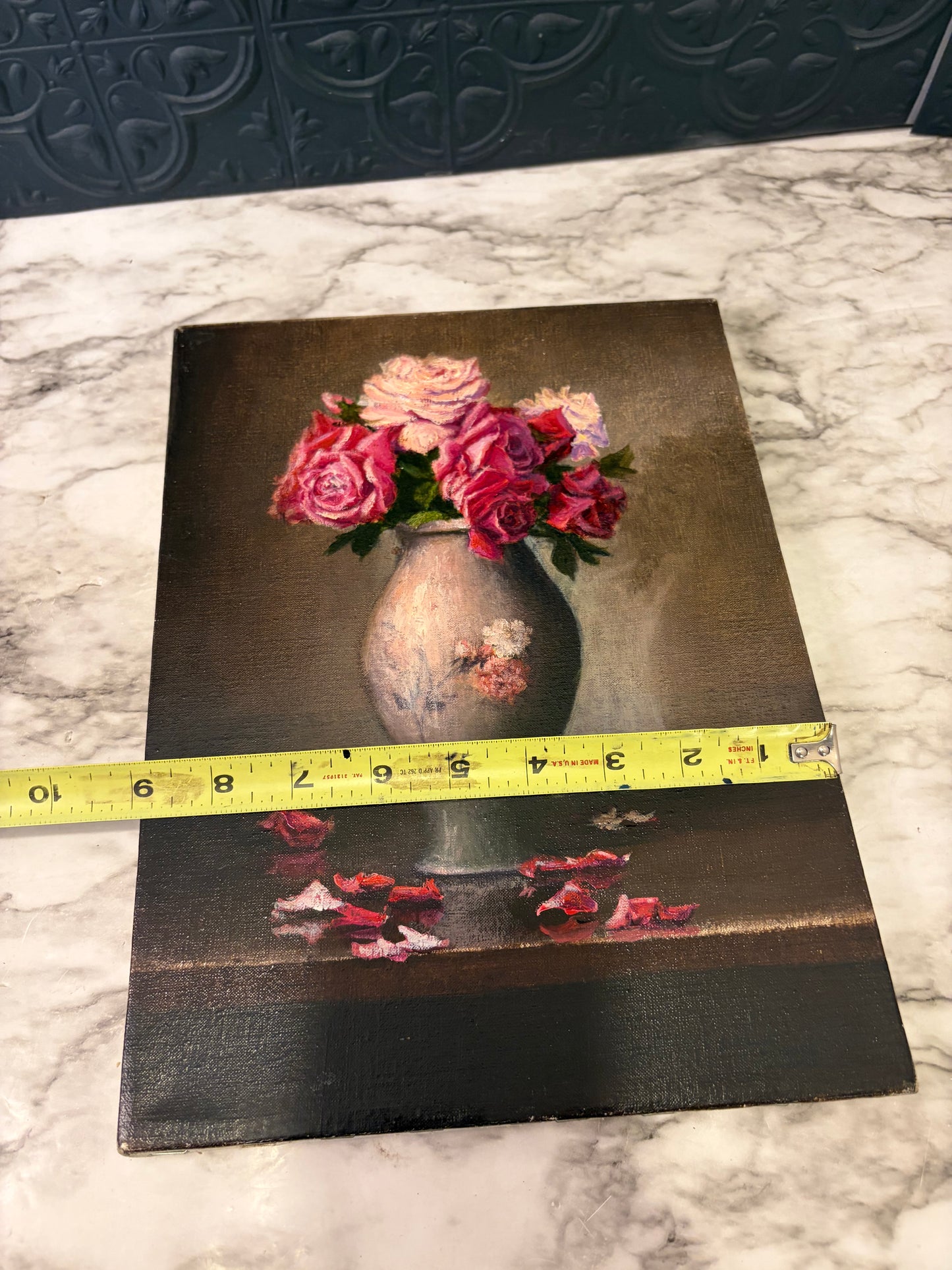 Red Roses in a Vase Original Painting