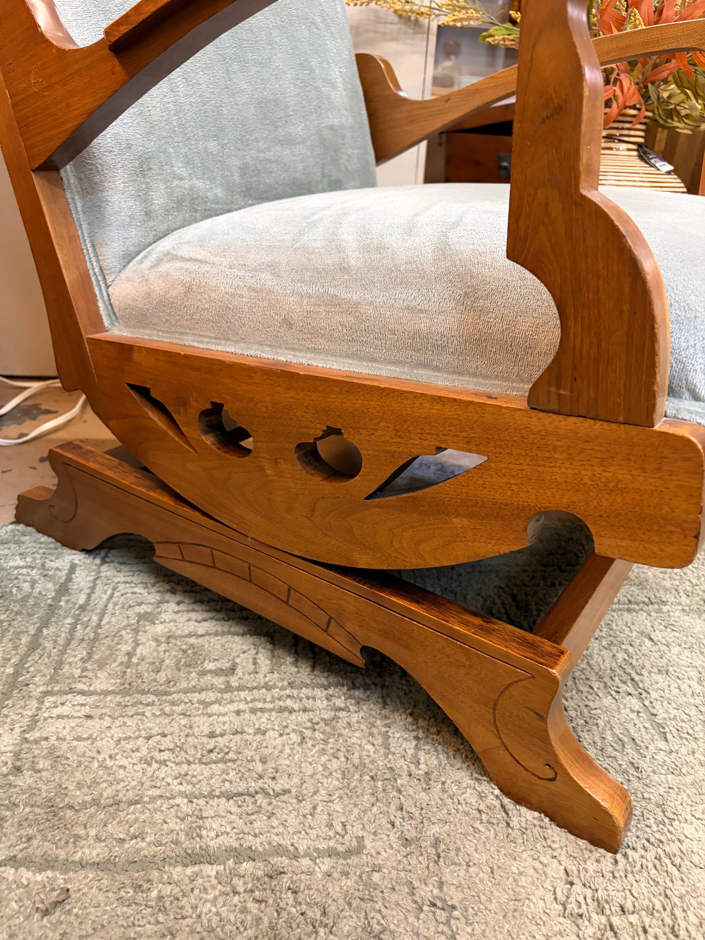 Eastlake Style Platform Rocking Chair Blue