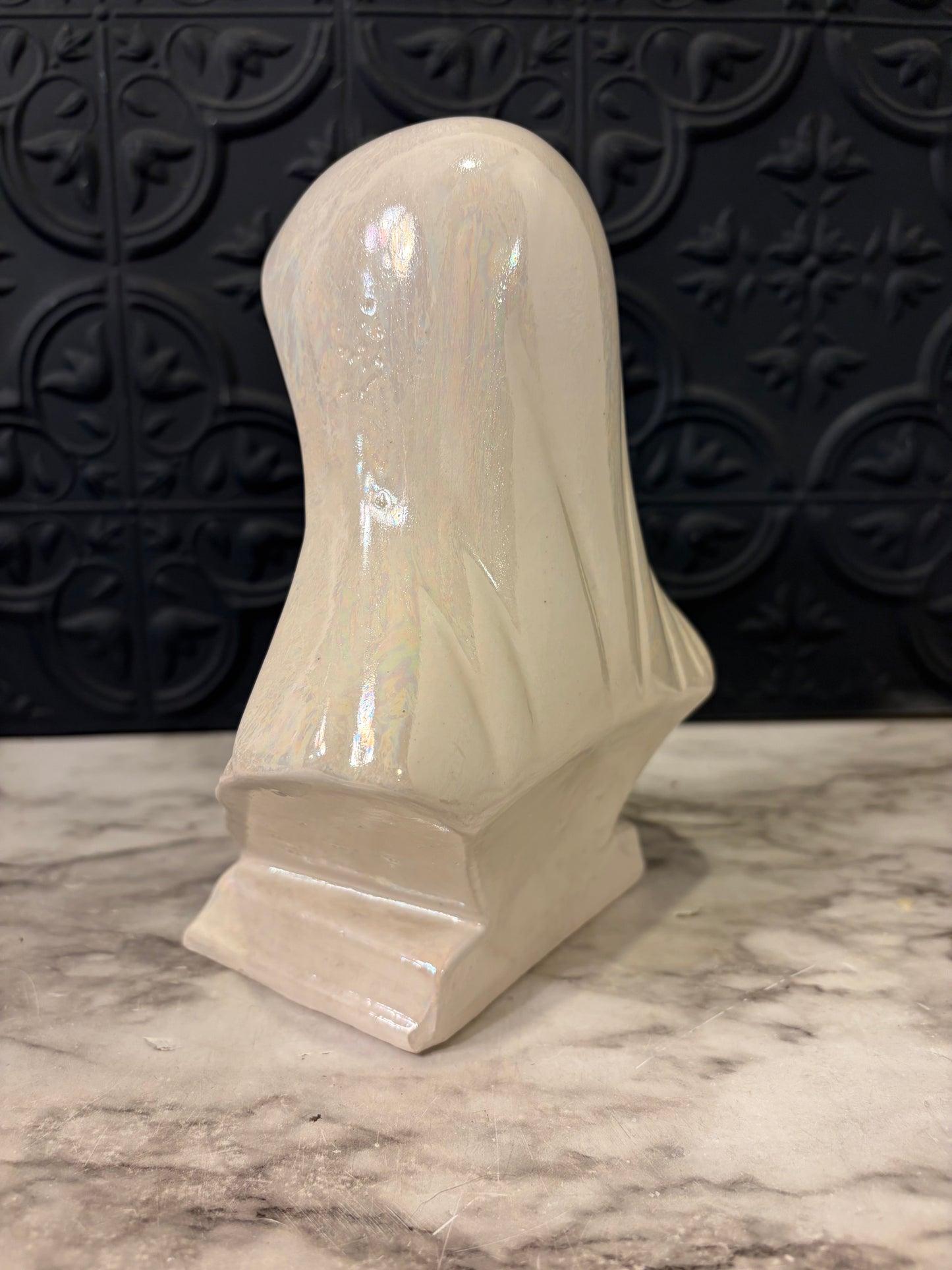 White Glazed Ceramic Madonna Bust
