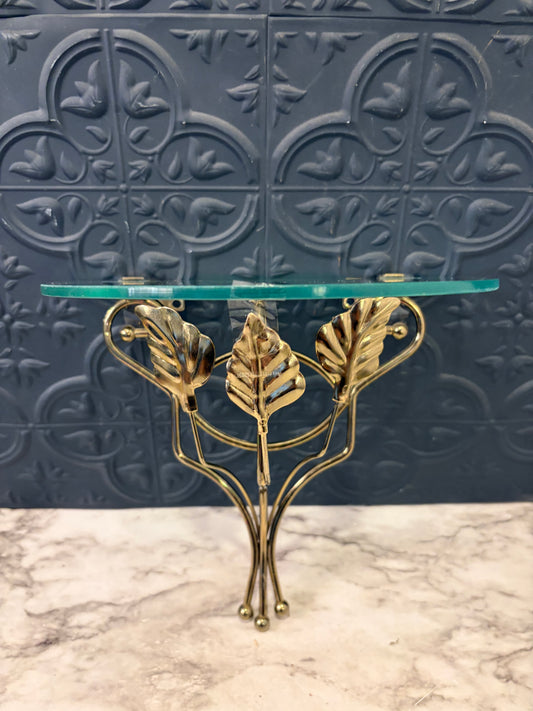 Brass Leaf and Glass Wall Shelf Small