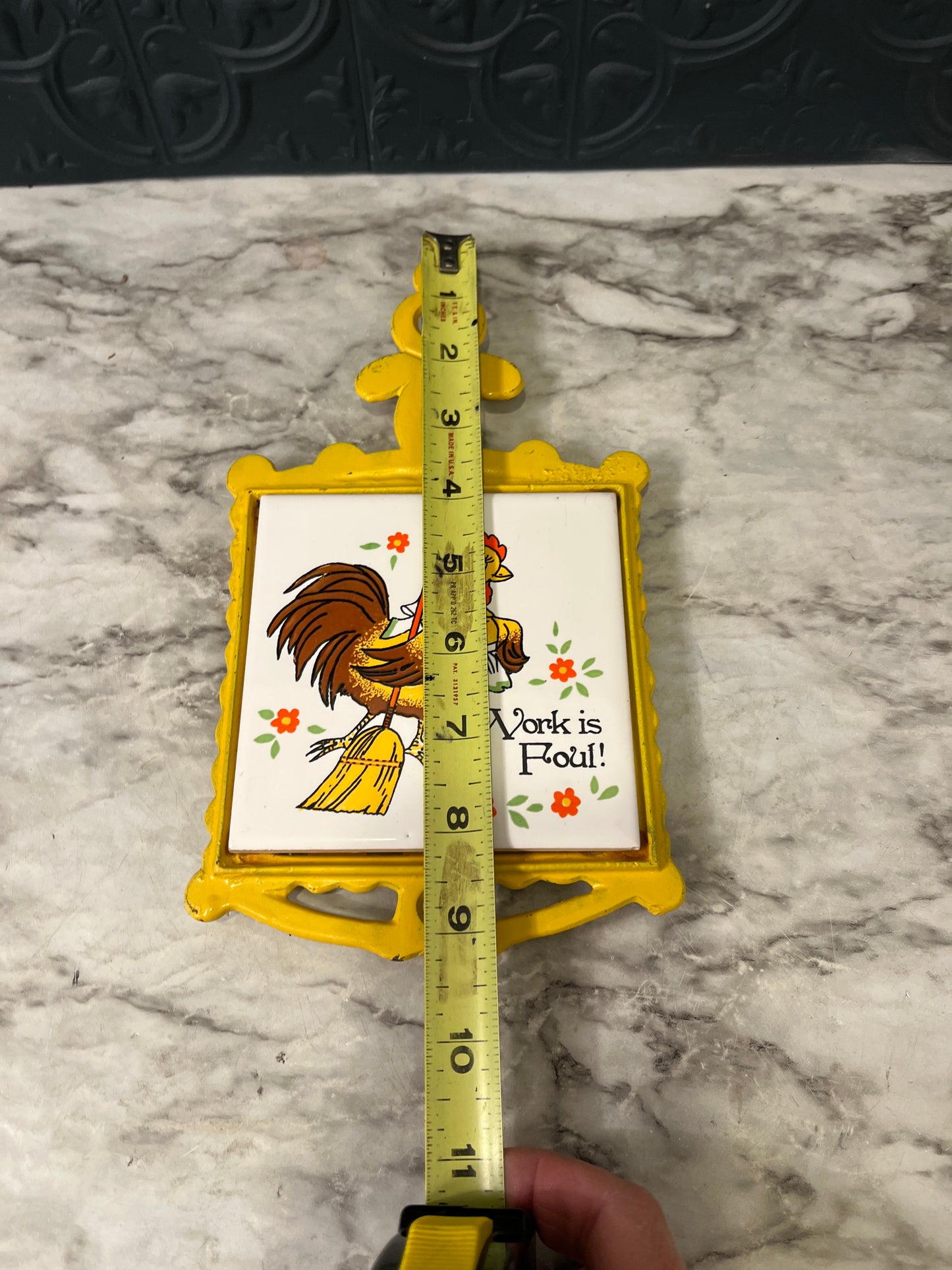 Metal Yellow Trivet Foul Work