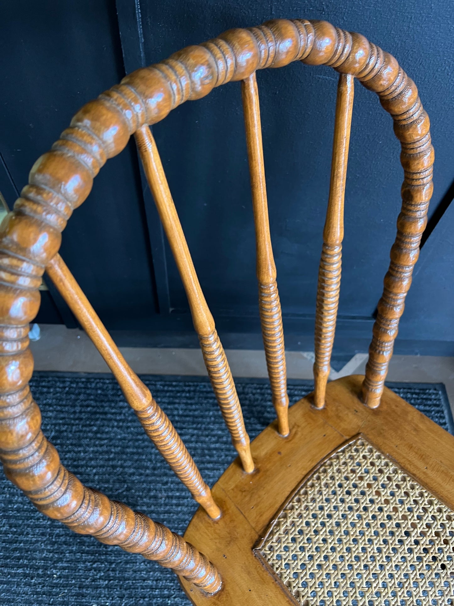 Wood Spindle Back chair with Cane seat