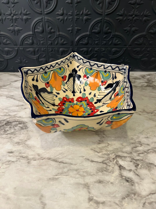 Mexican Pottery Bowl Star Chipped