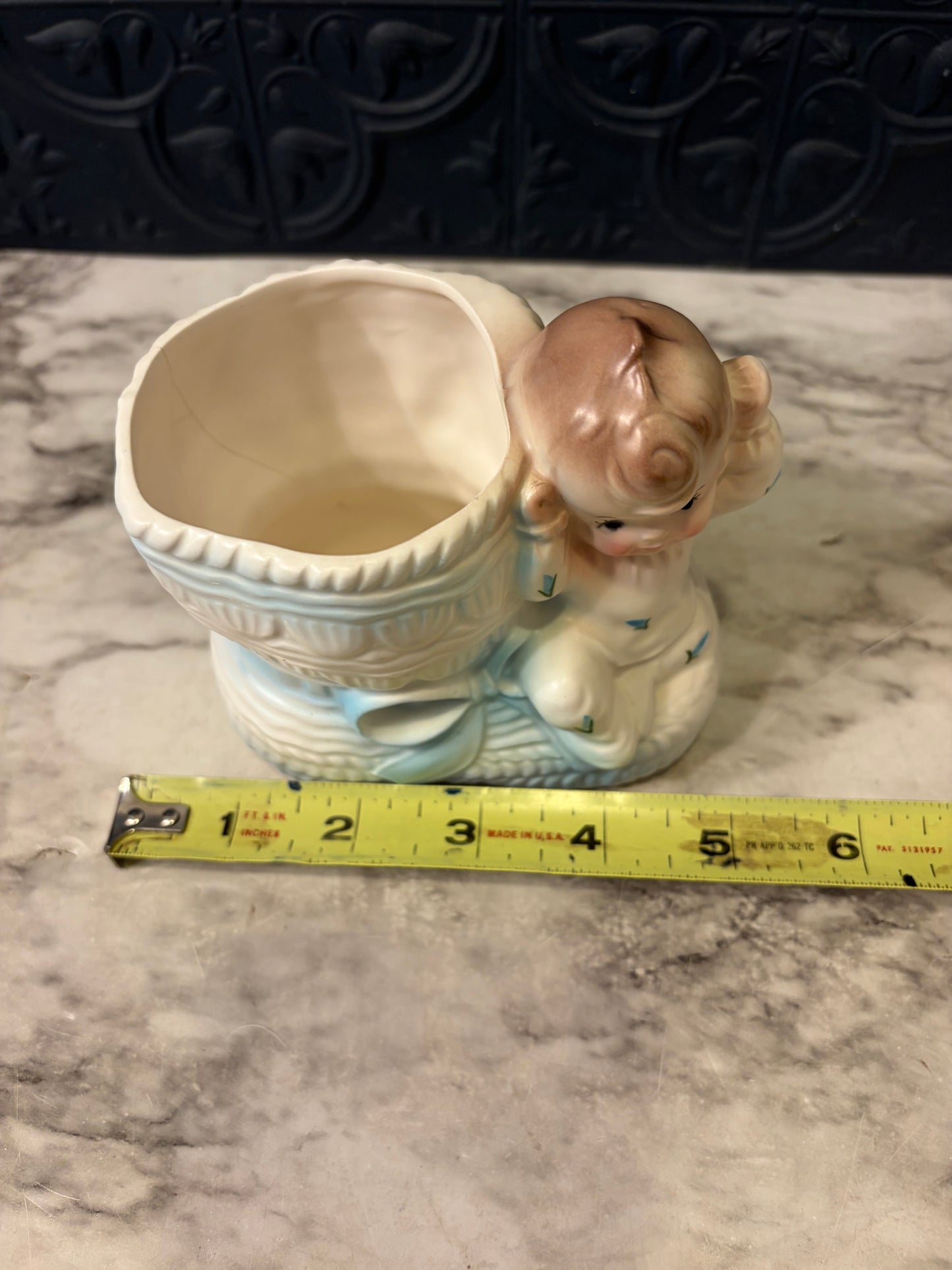 Vintage Rubens Blue Baby boot Planter