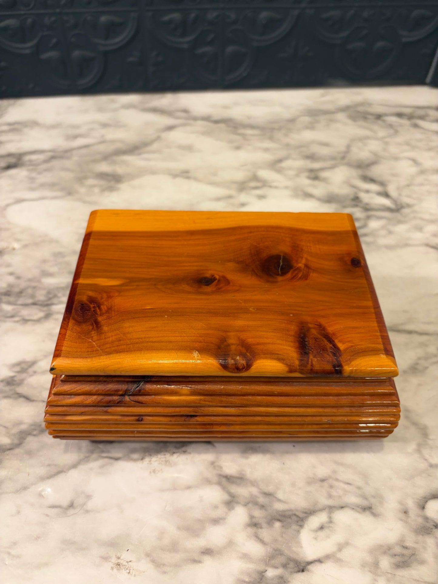 Wood Box with Ribbed Sides