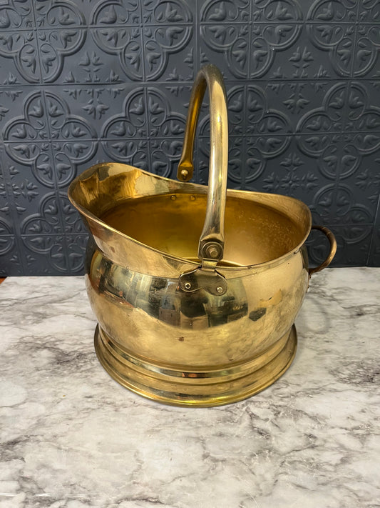 Large brass coal scuttle