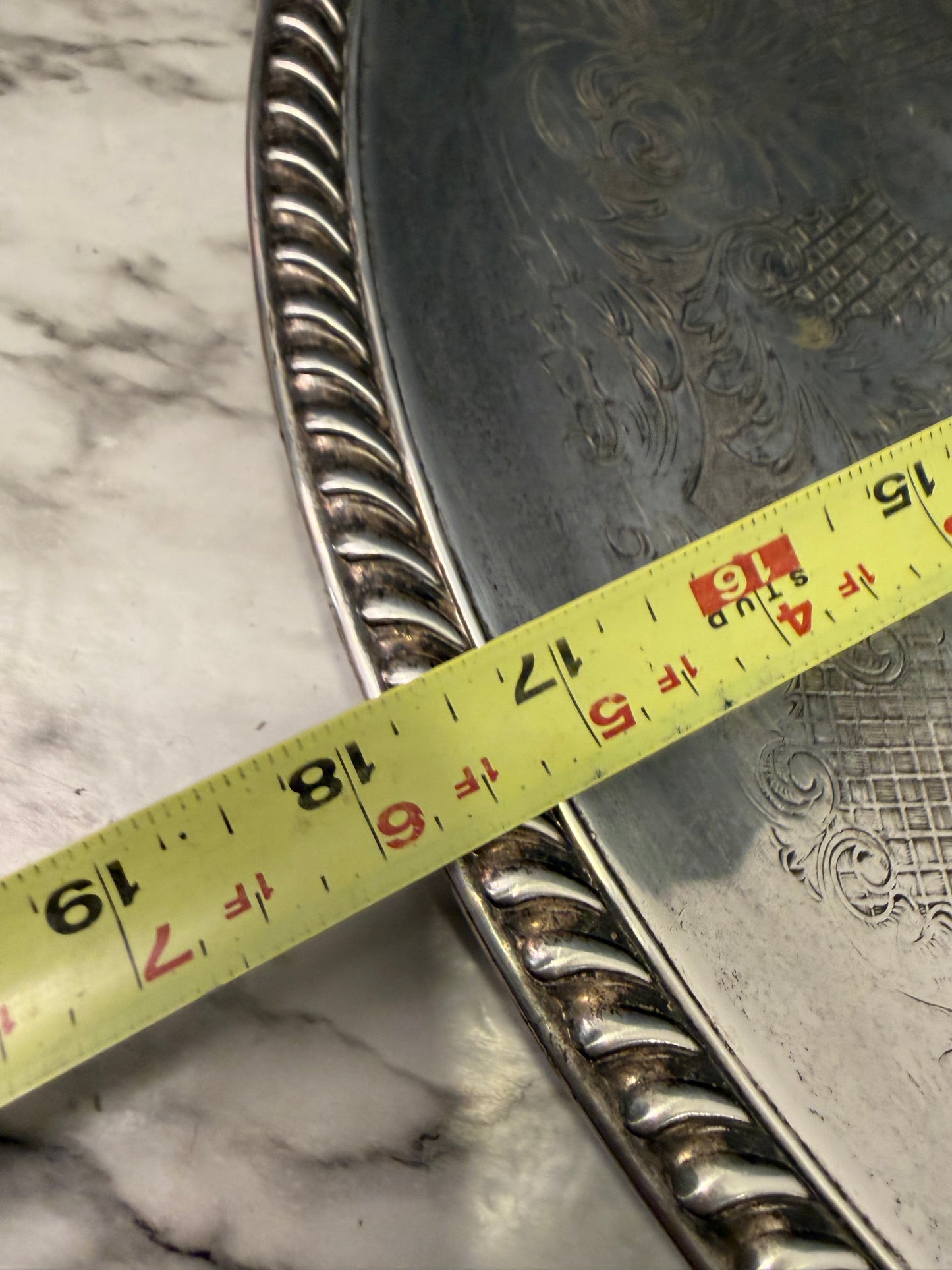 18" Silverplate Etched Tray