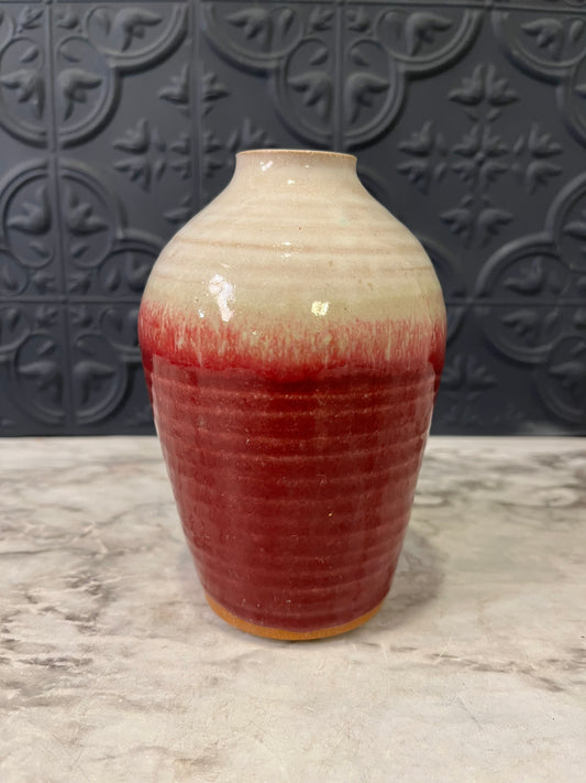 Red and Cream Pottery Vase
