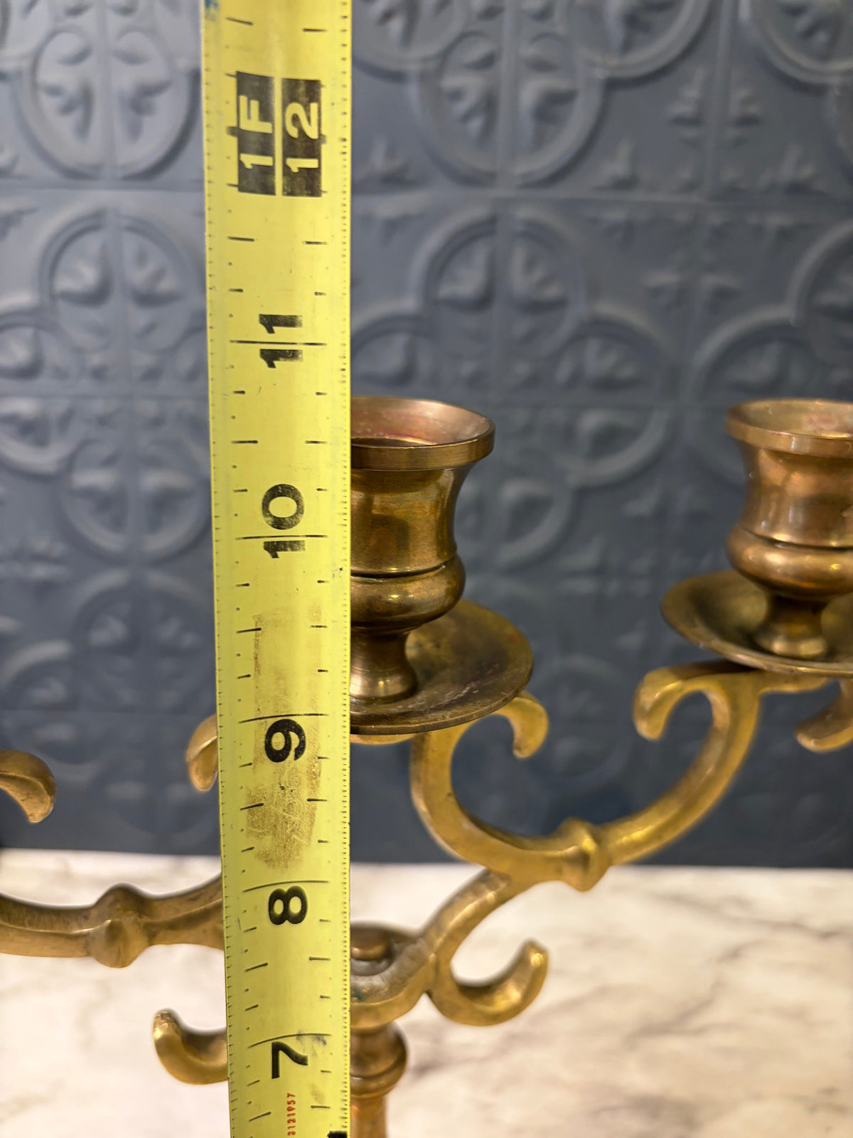Brass 3 Arm Candelabra Set with Swirls