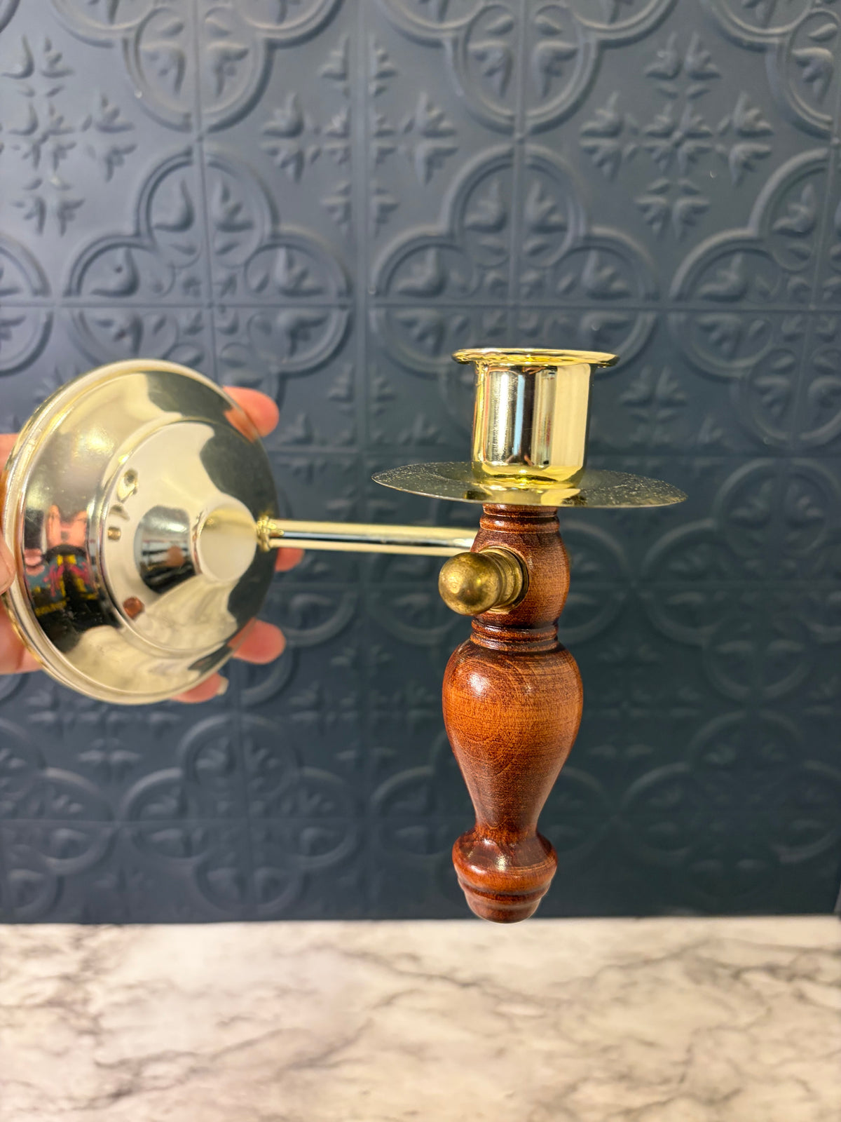 Home Interiors Wood and chrome Swivel Wall Sconce