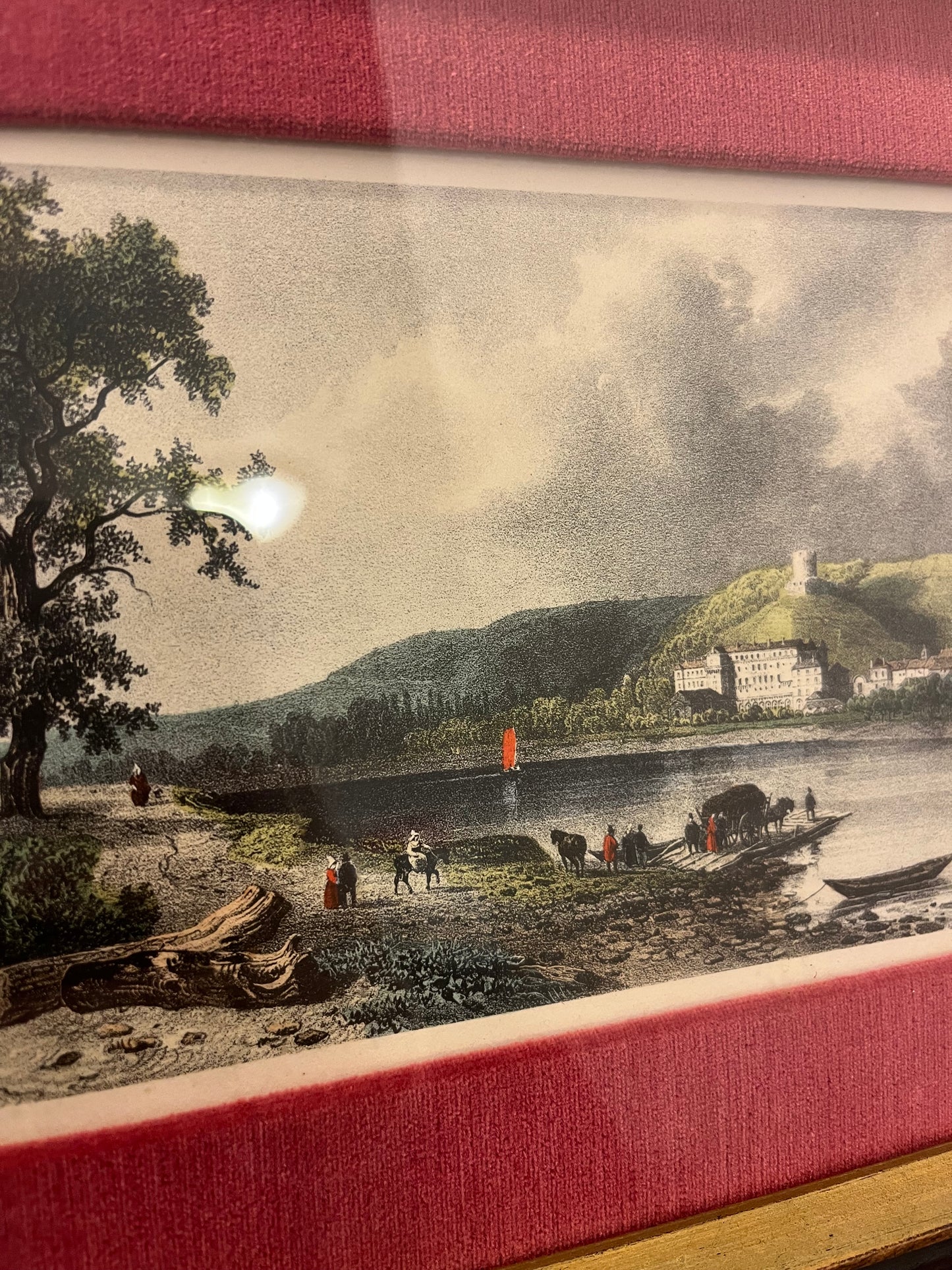 Currier and Ives Lithograph The River Side Framed