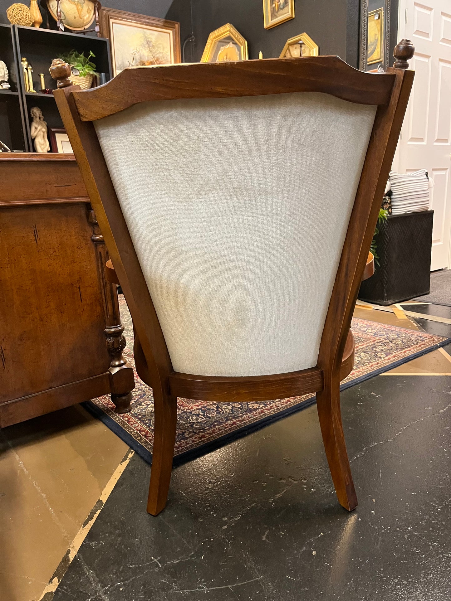 Champagne Velvet and Cane Chair