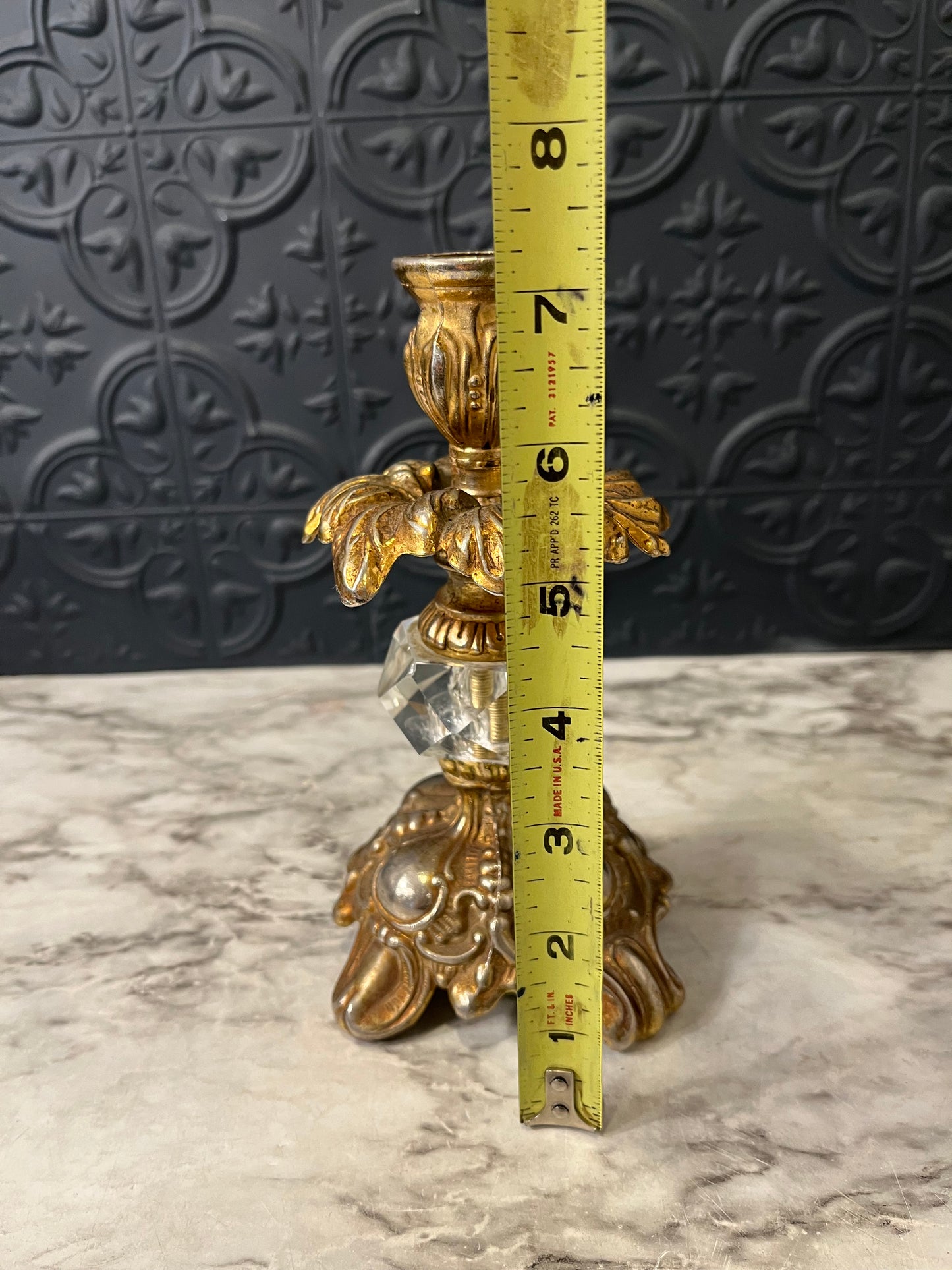 Hollywood Regency Candle Holder with Crystal