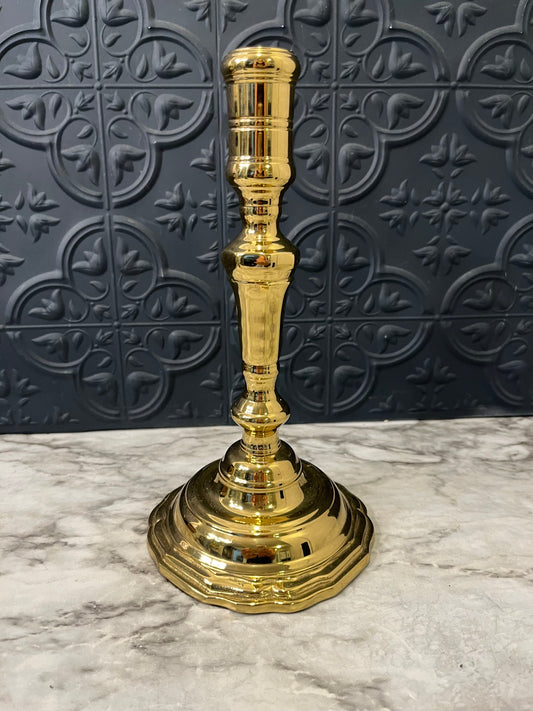 Heavy Brass Candle with Round Base 9"