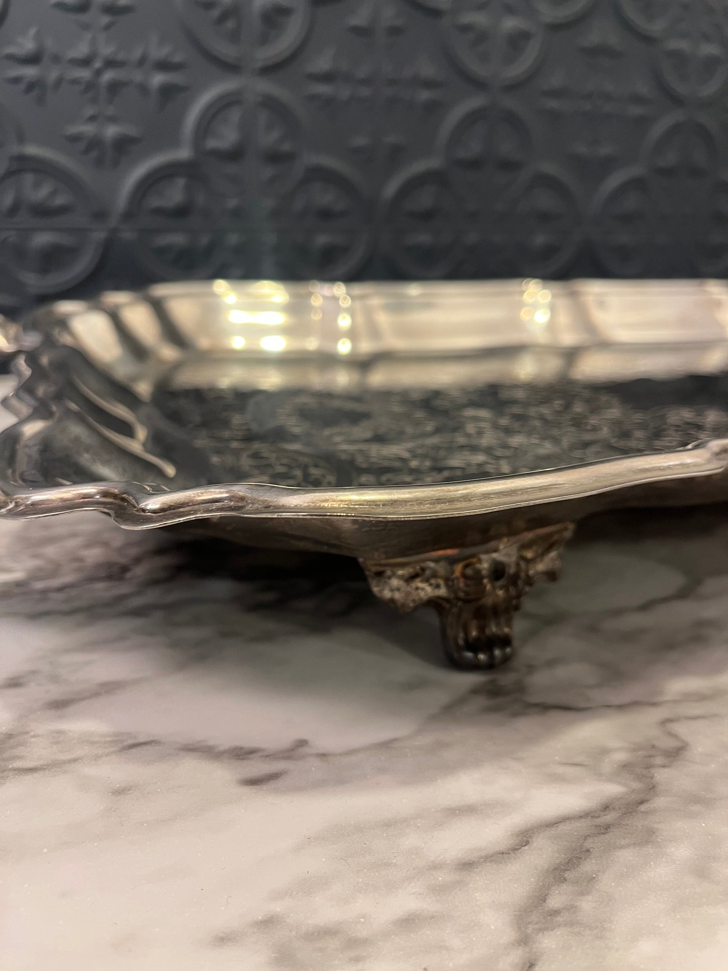 Leonard Silver Silver Plate Handled Rectangle Tray