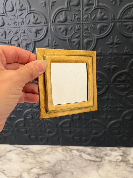 Small Square Brass Mirror 4"