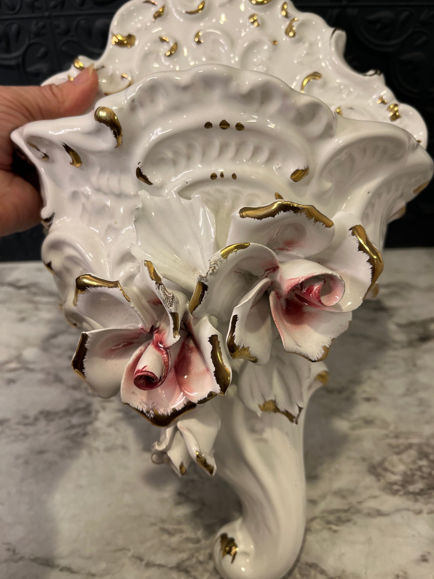 Porcelain Floral Wall Vase by Capodimonte