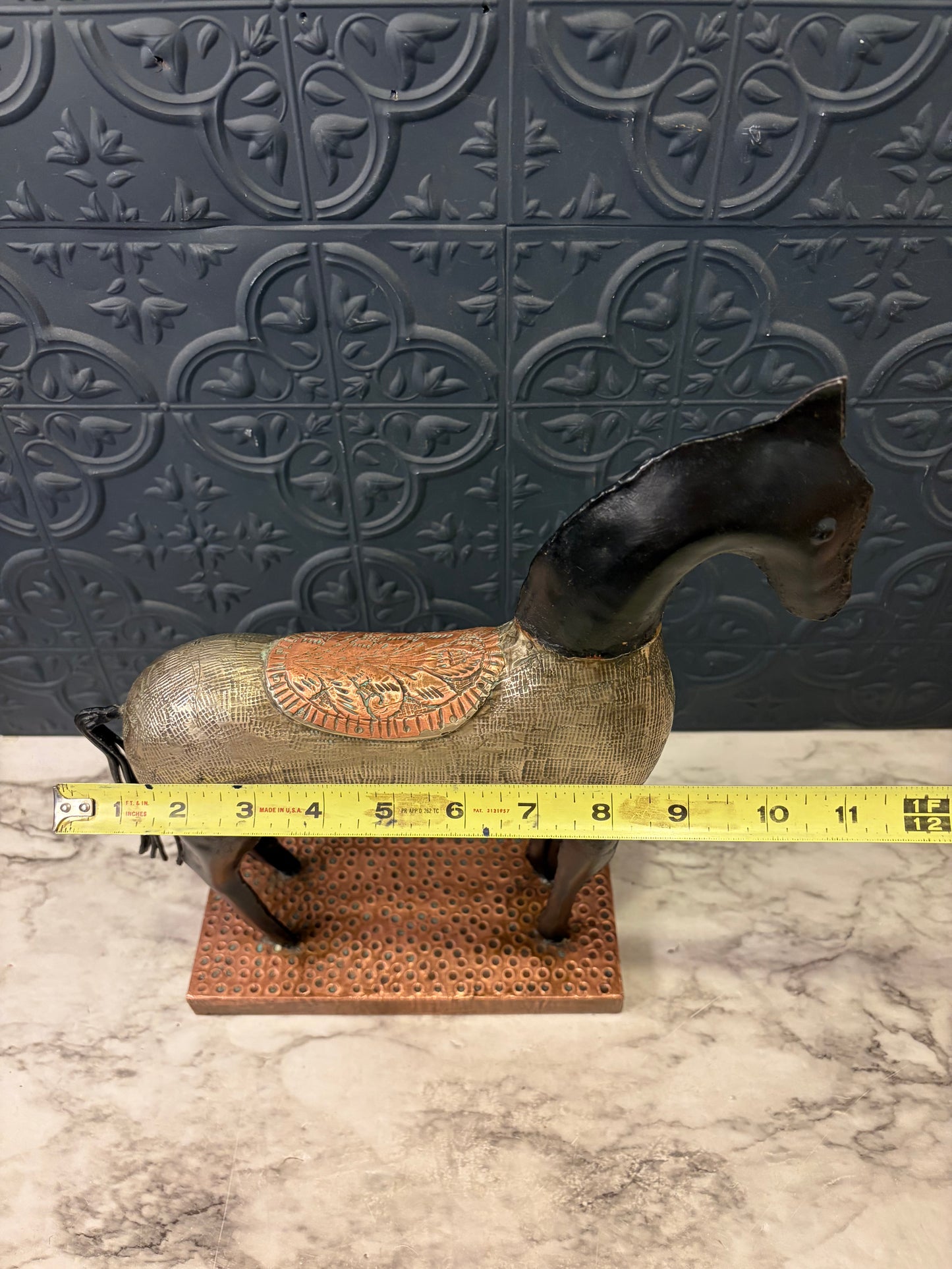 Brutalist Asian Metal Horse Statue
