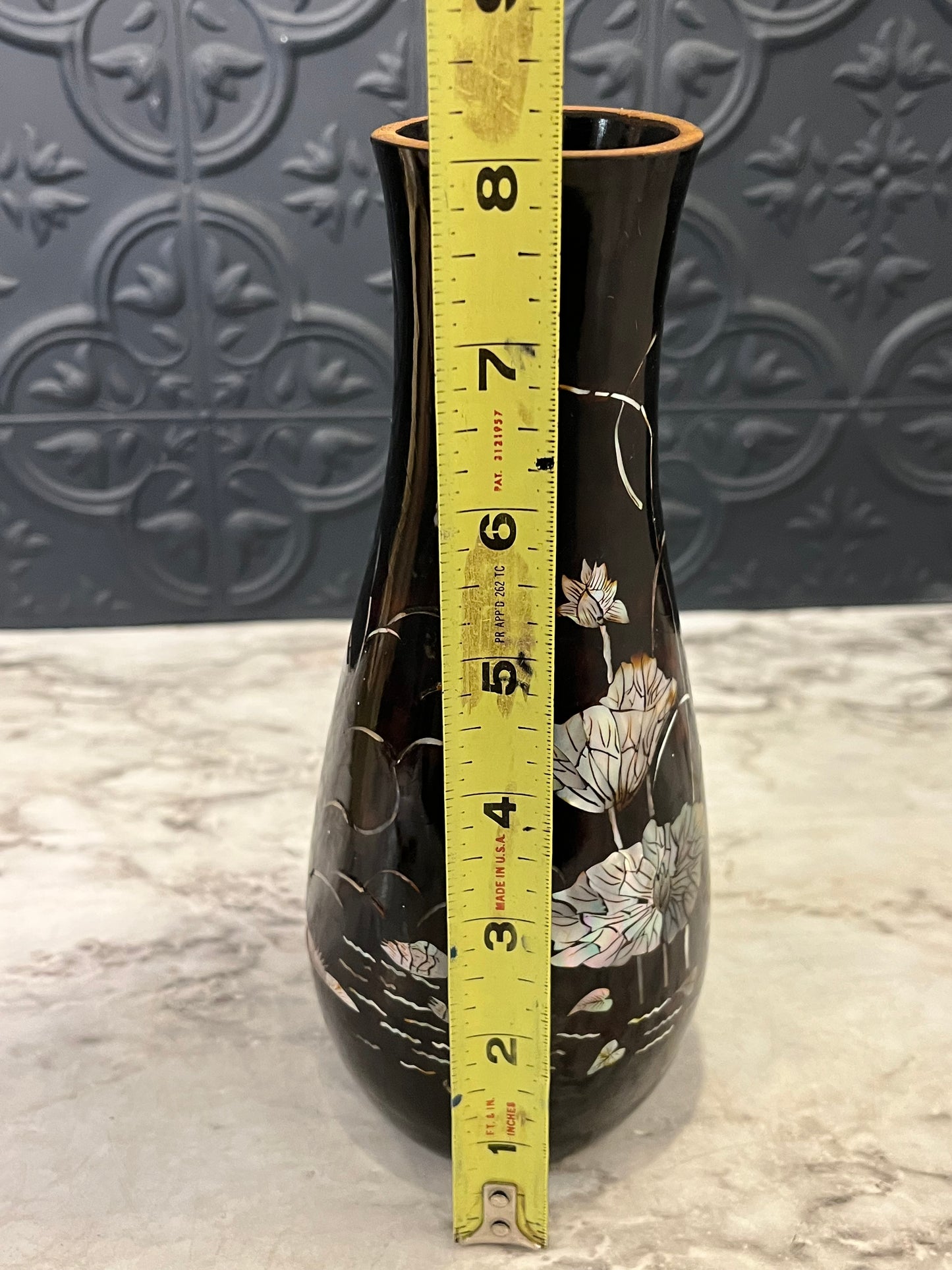 Laquered Vase with Mother of Pearl Inlay