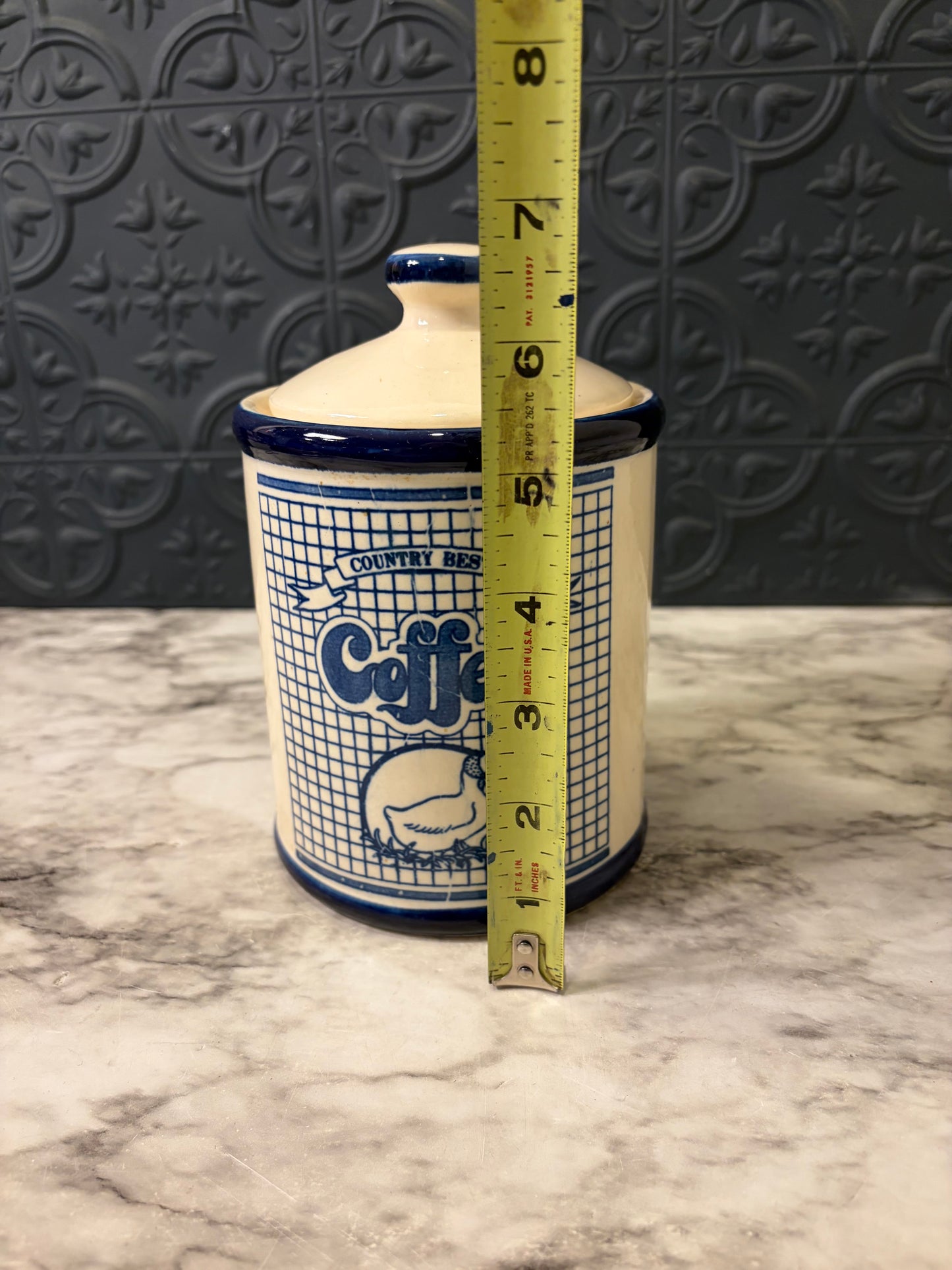 Country Best Blue and White Coffee Canister