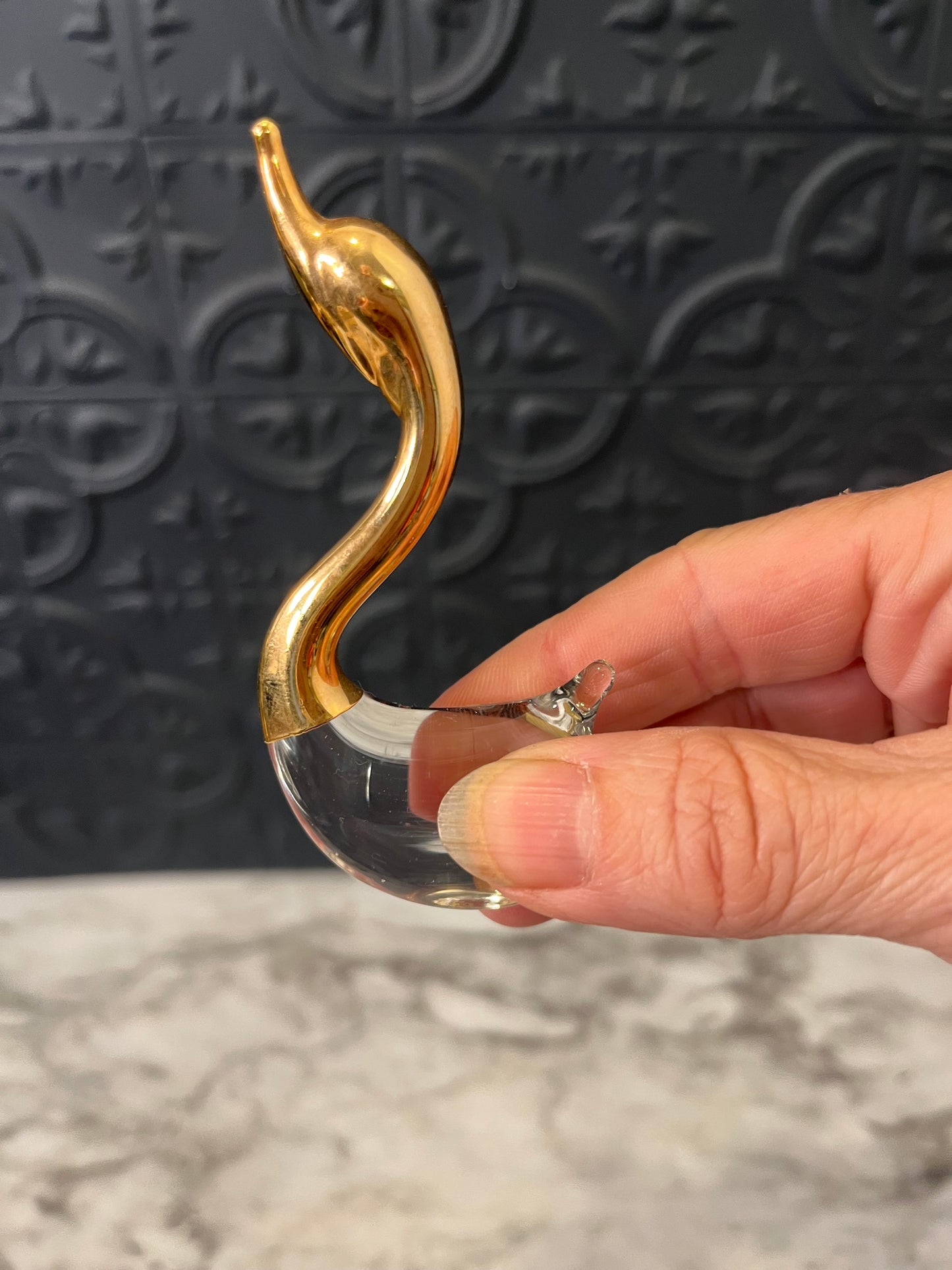 Small Clear Gold Tone Goose