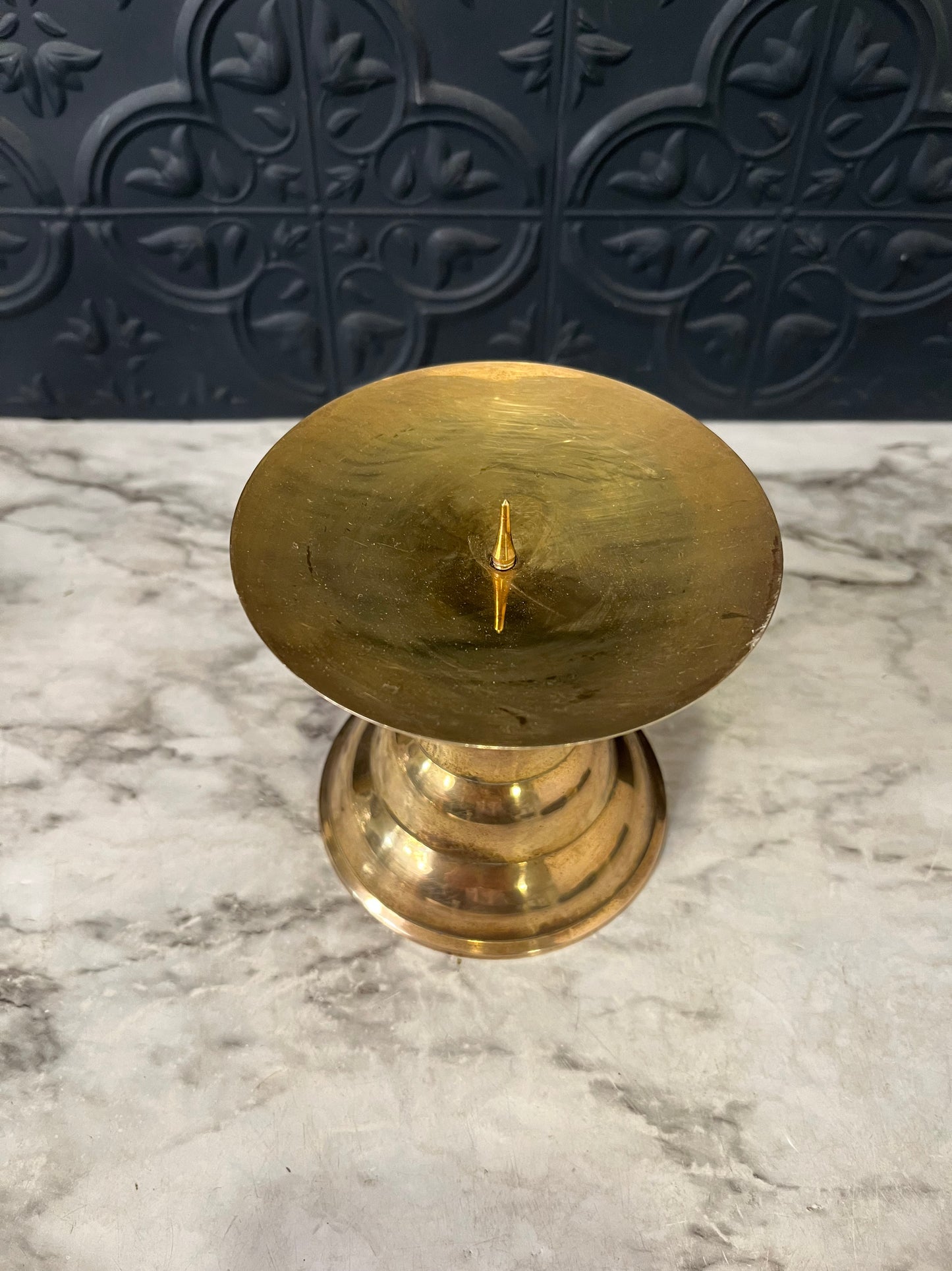 Brass pillar holders with cone base 4"