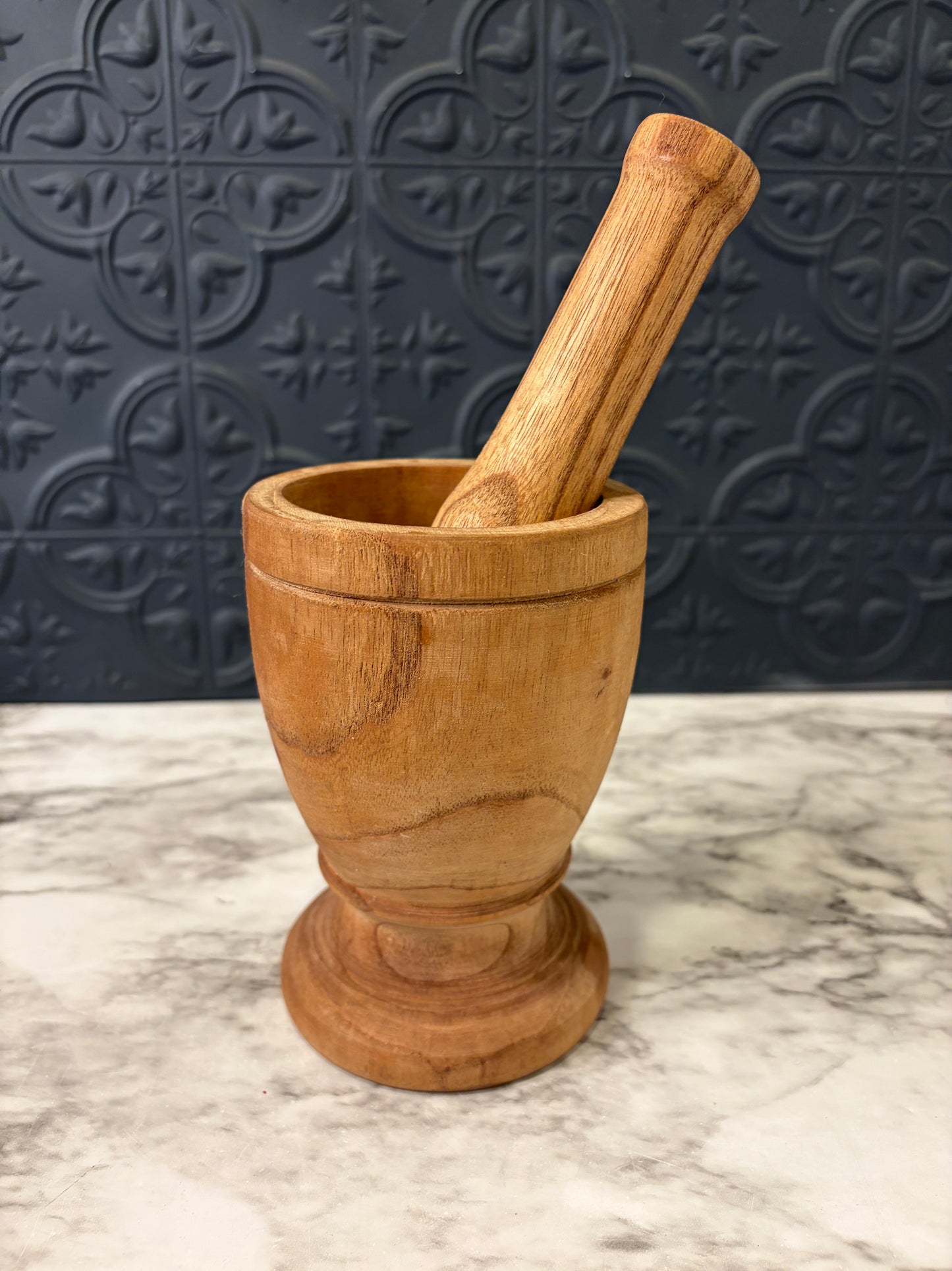 Hand Carved Wood Mortar and Pestle