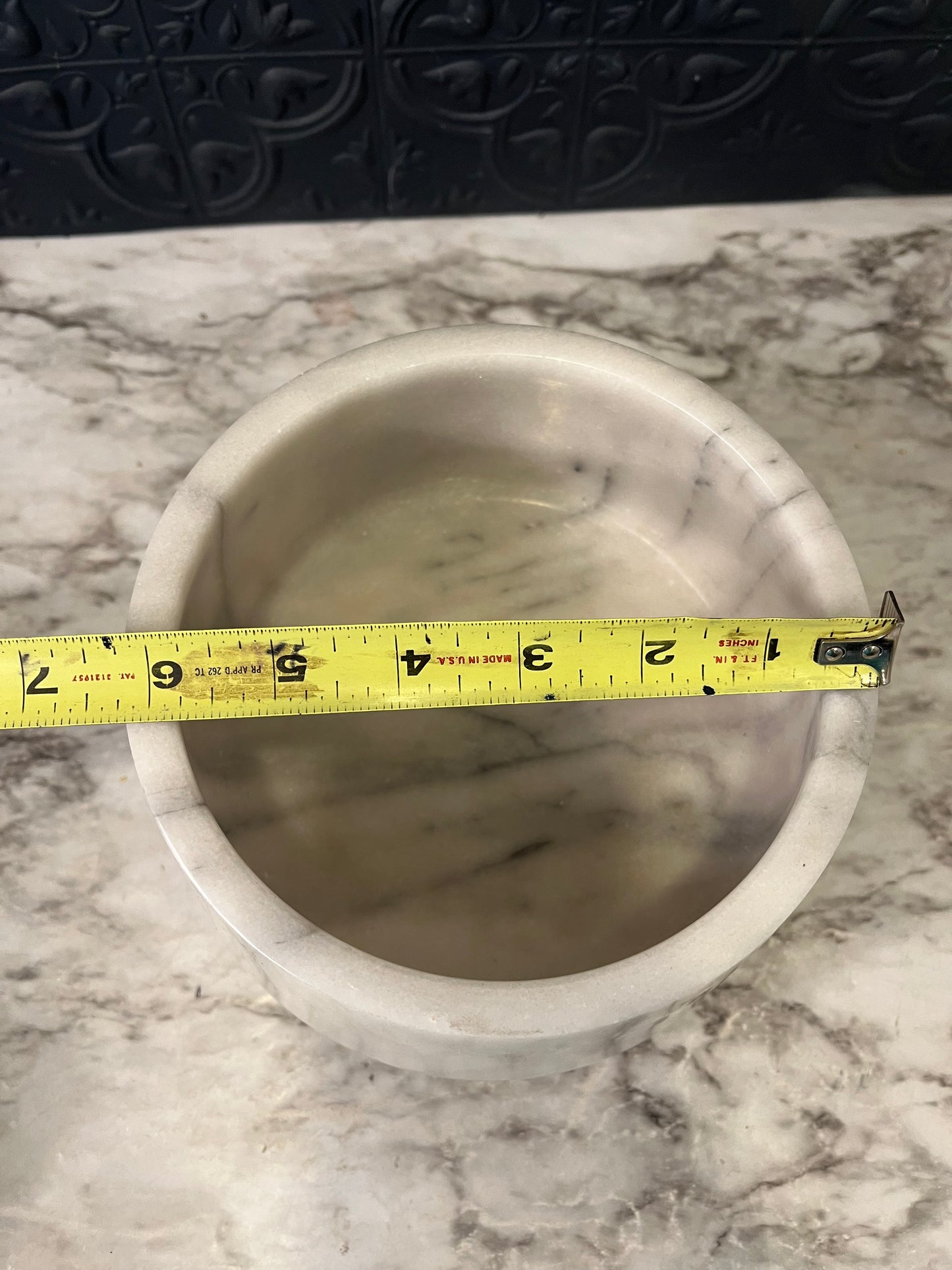 White Marble Mod Pedestal Bowl