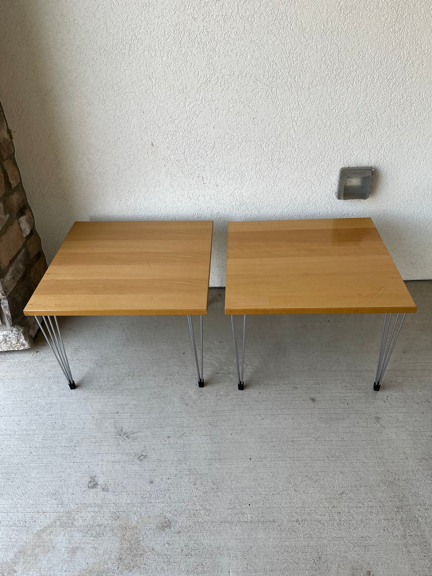 Danish Style Pin Leg Side Table Light Wood