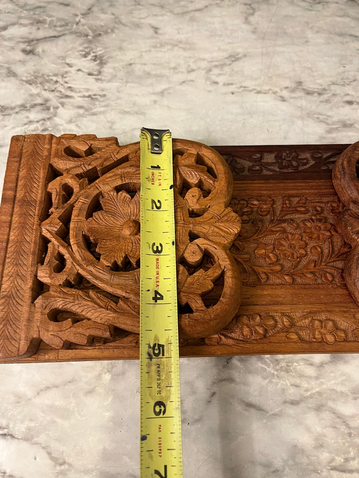 Carved Wood Expanding Tabletop Bookends