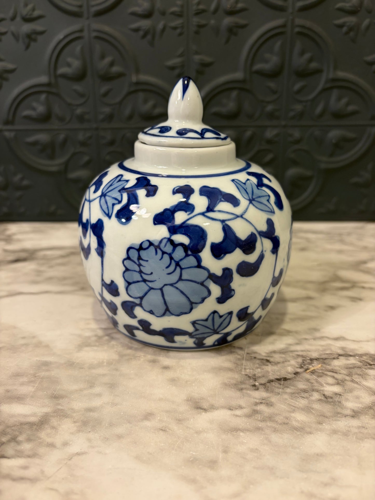 4.5" Blue and White Ginger Jar