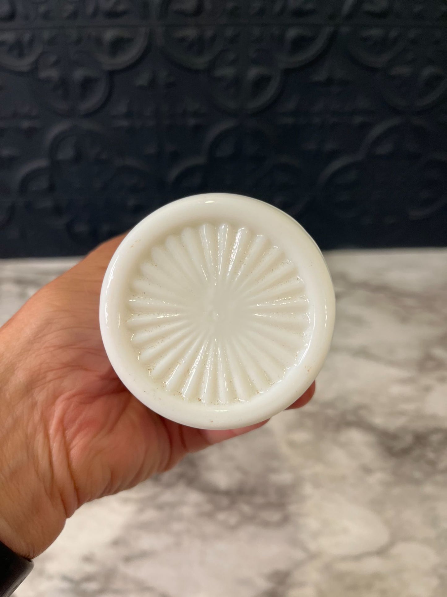 Milk Glass Vase Diamond Pattern