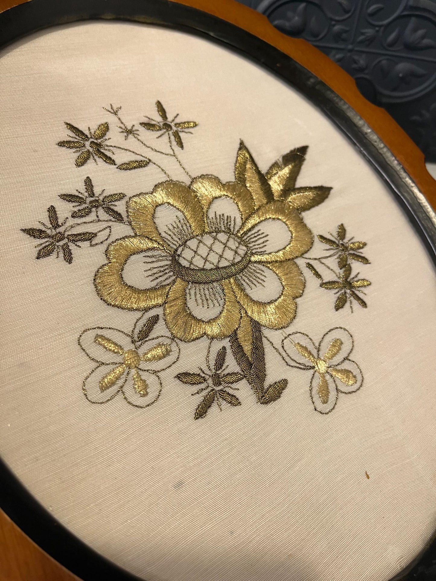 Vintage Serving Tray with Embroidery