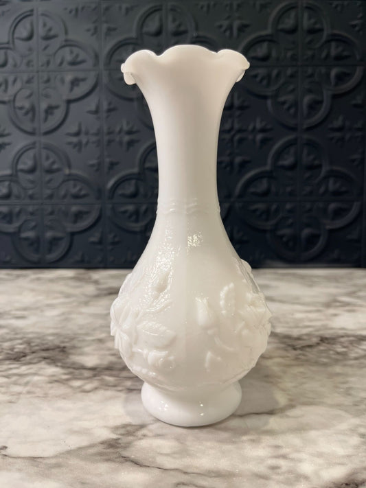 Milk Glass Vase With Flowers