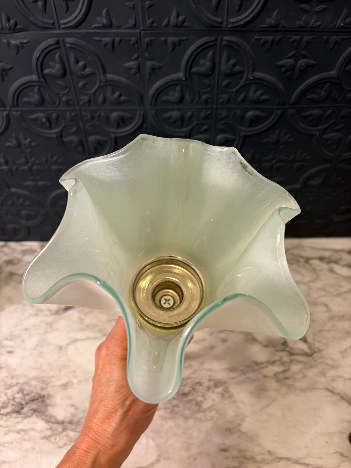 Partyllite Candle Sconce with Frosted Ruffled Glass