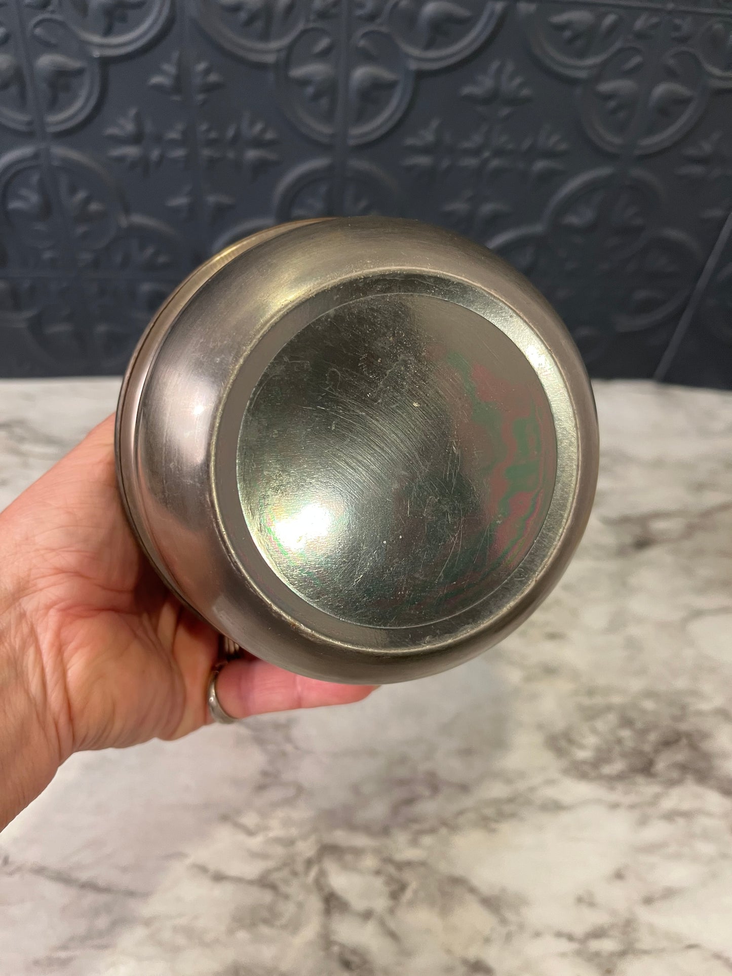 Vintage Oil Lamp with Metal Base