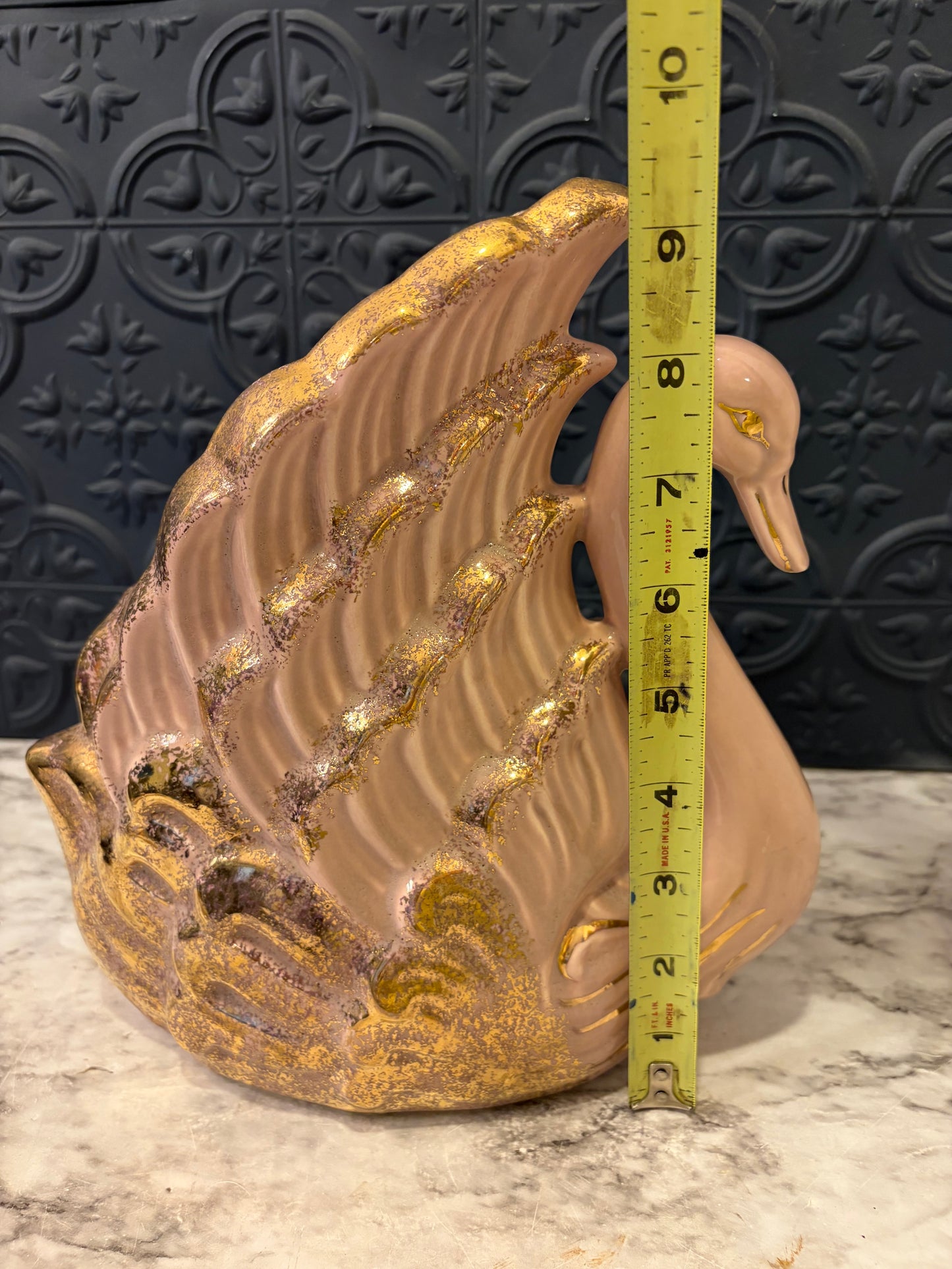 Pink and Gold Swan Planter