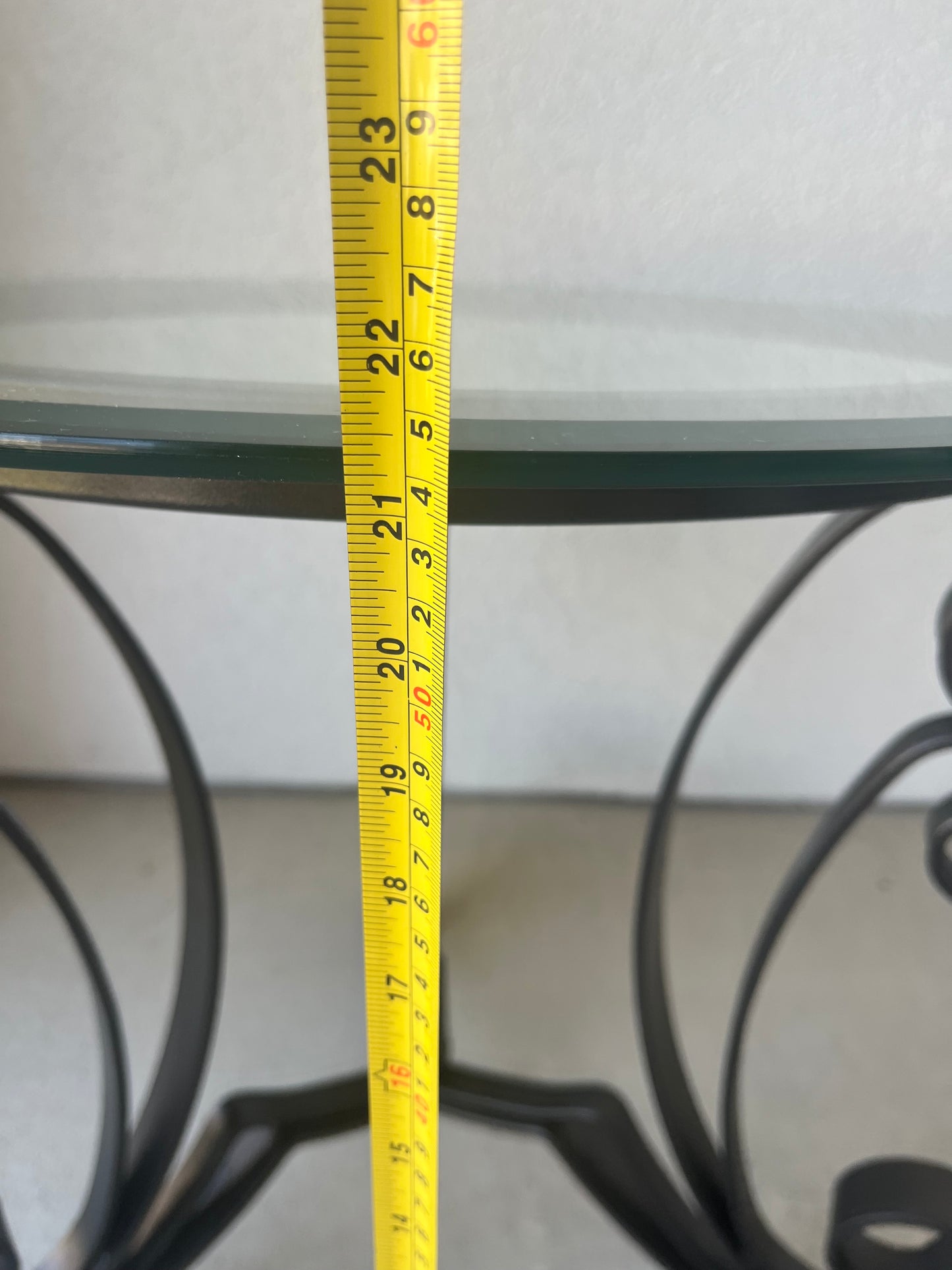 Round Black Metal Table with Glass