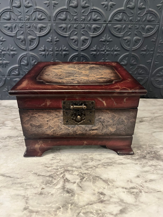 Wood and Faux Marble Trinket Box
