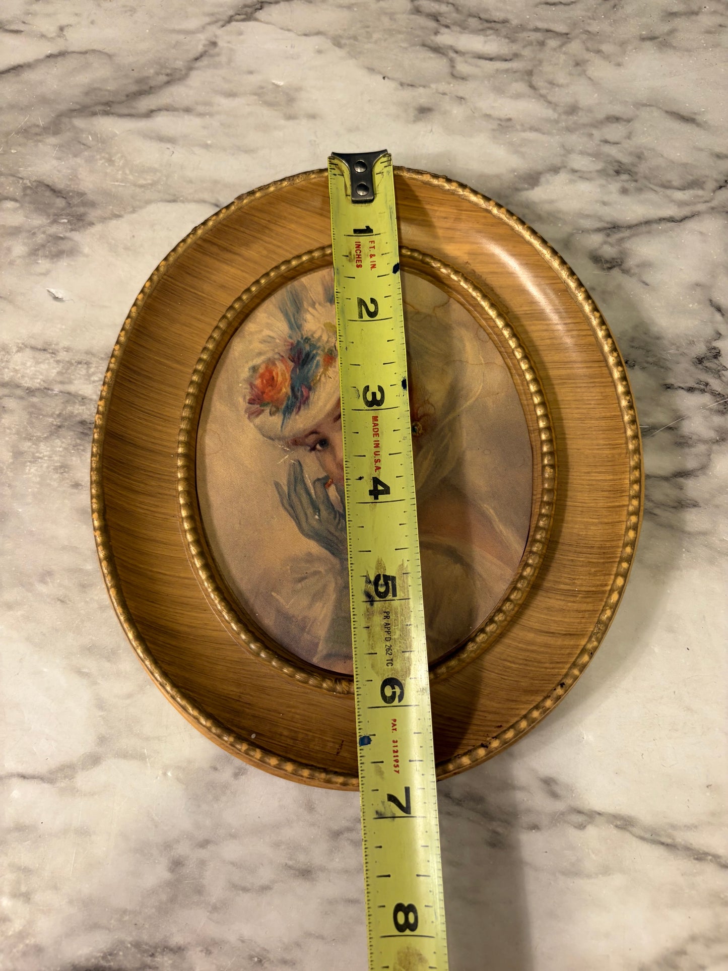 Oval 7" Victorian Lady Print Framed