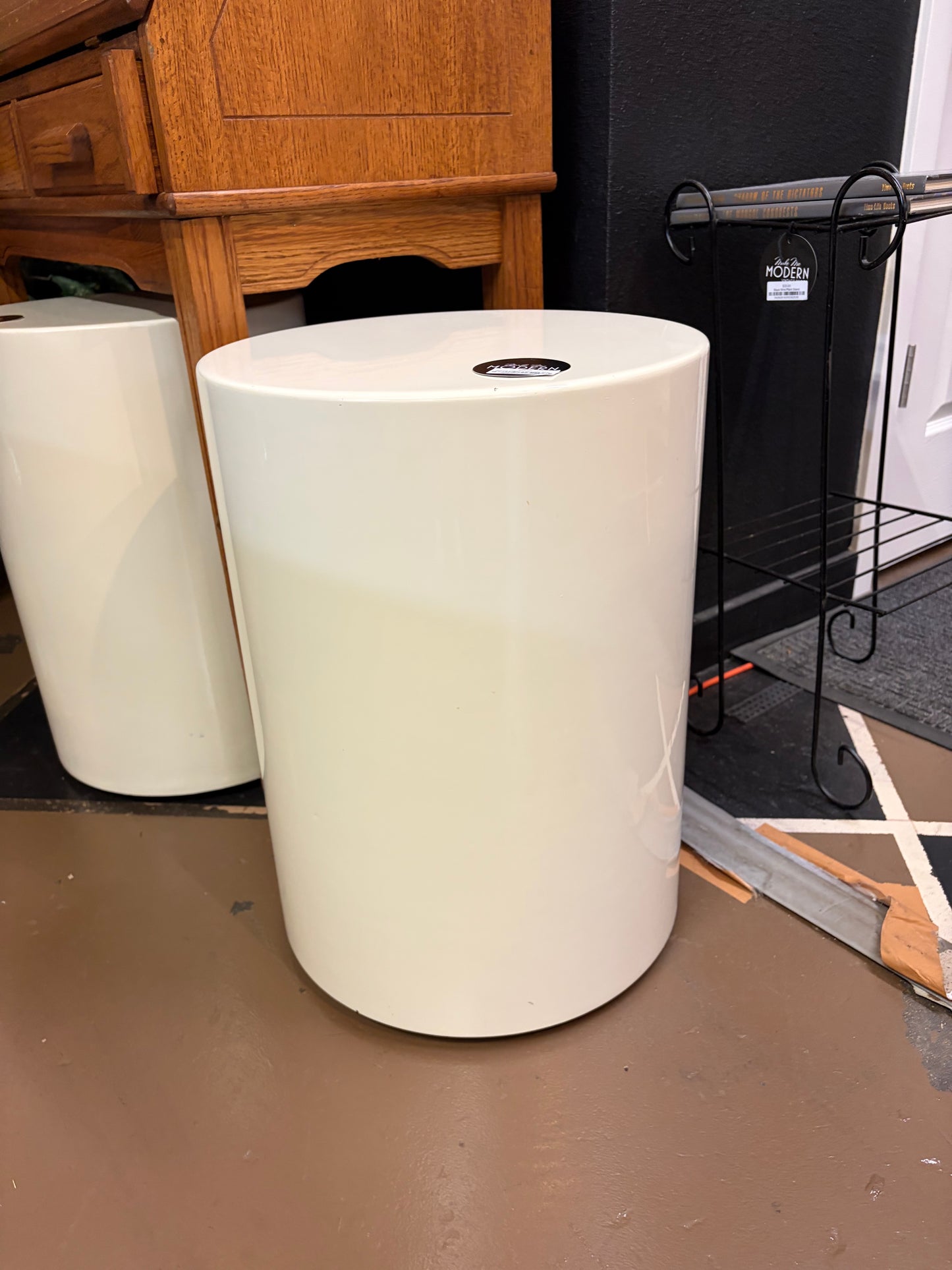 Round Cream Laminate Side Table
