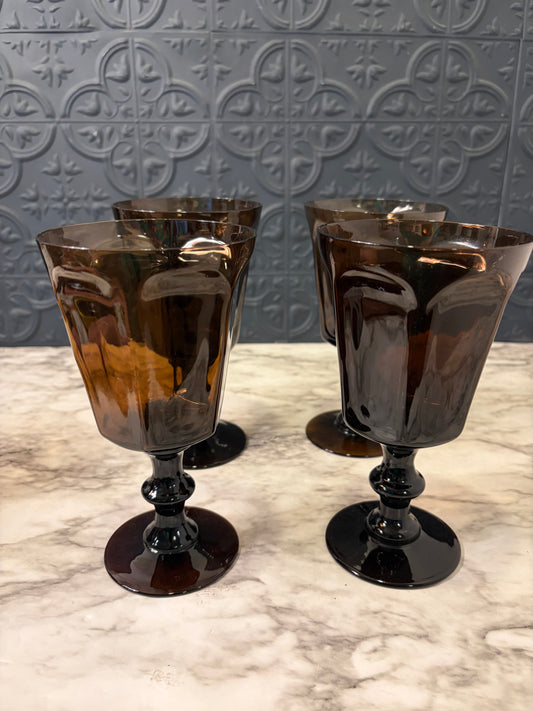 Lenox 6.75" Brown Glass Goblet Set of 4