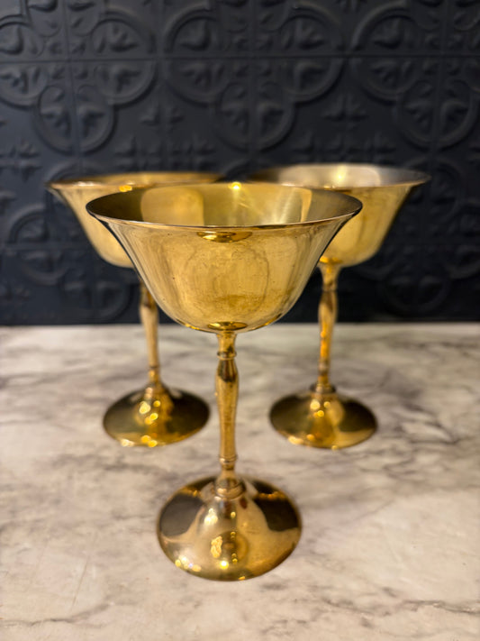 Set of 3 Brass Goblets
