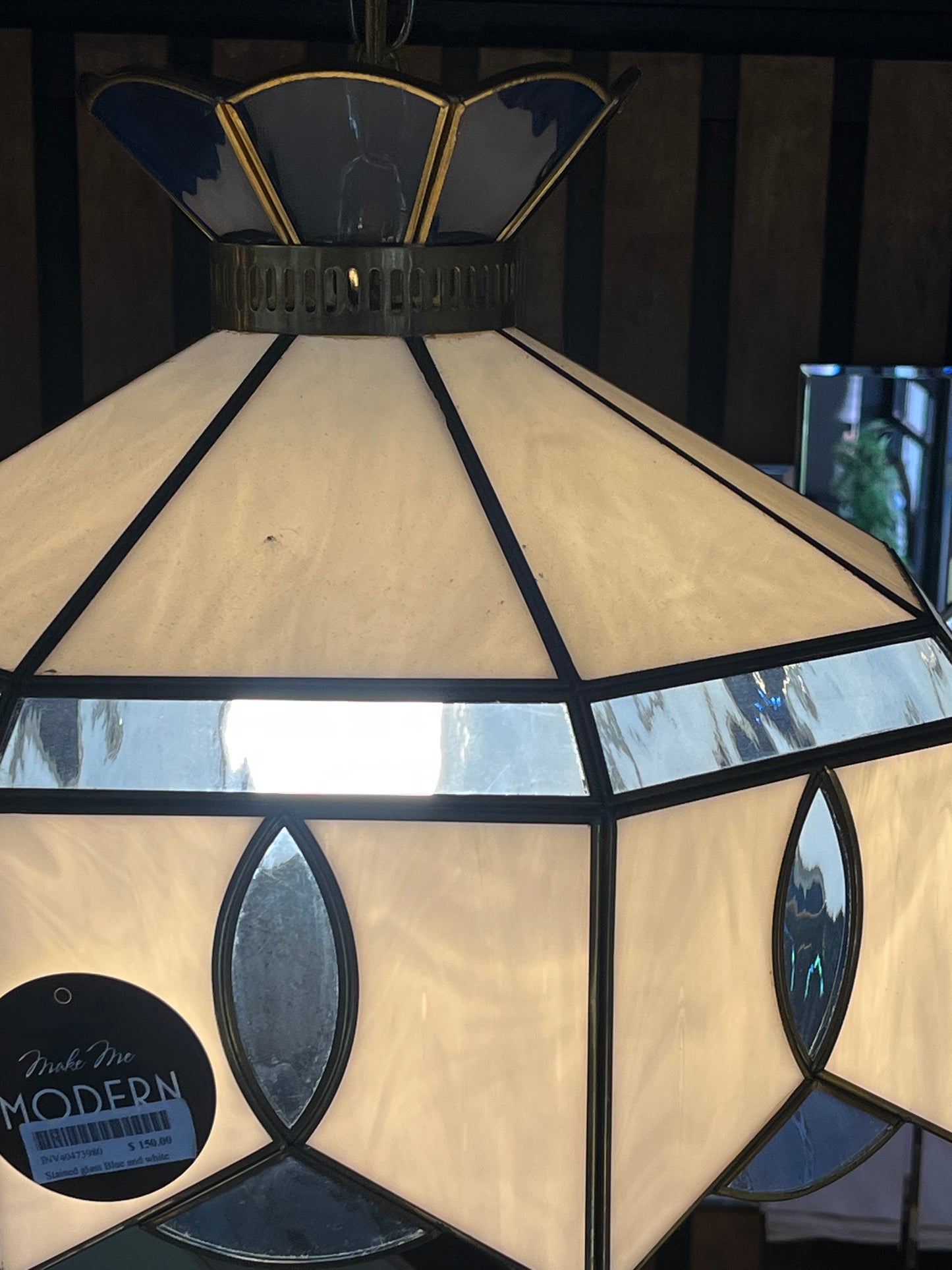 Stained glass Blue and white Pendant light