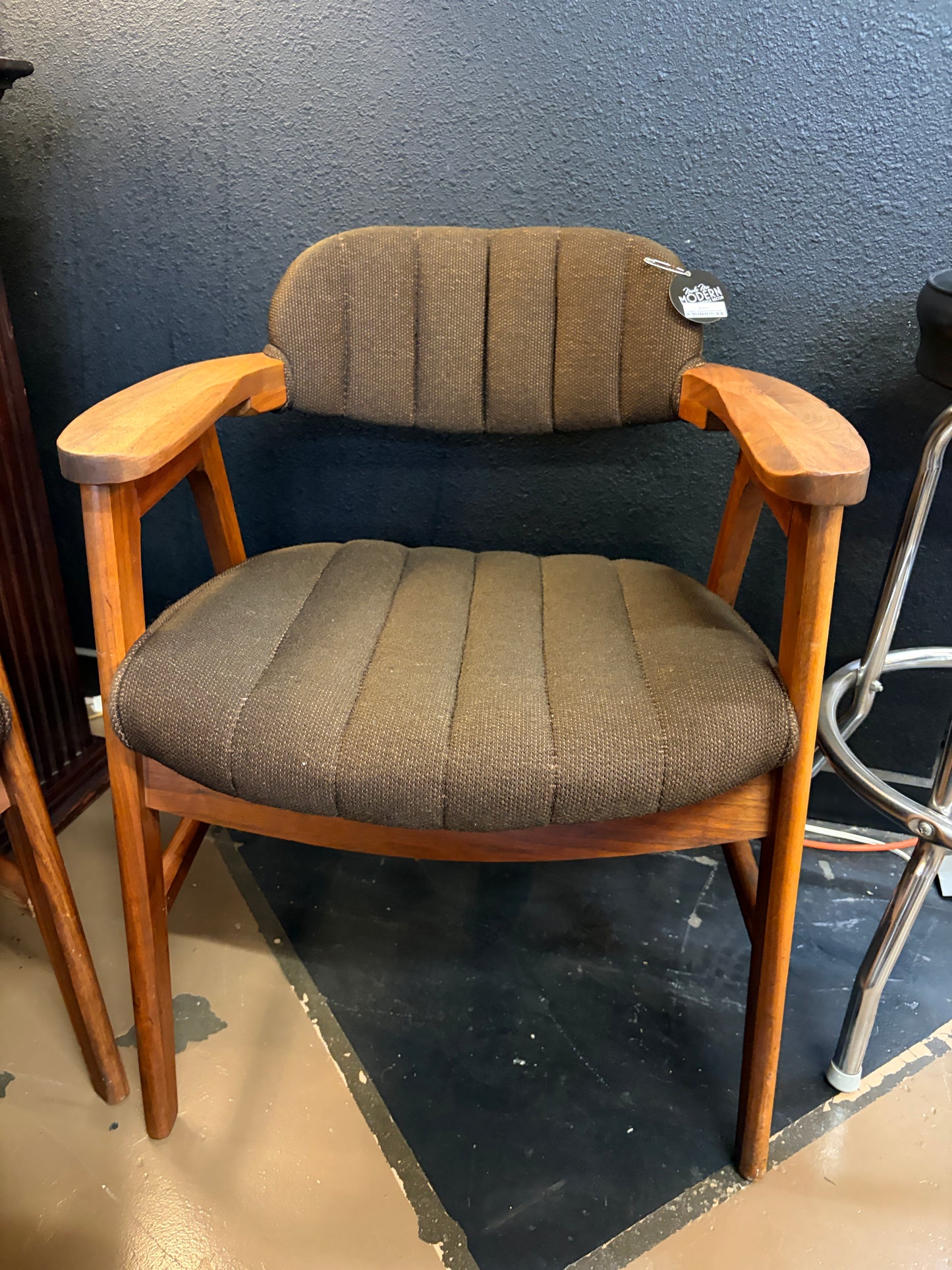 Vintage Eck Adams Style Brown Arm Chair Set of 2